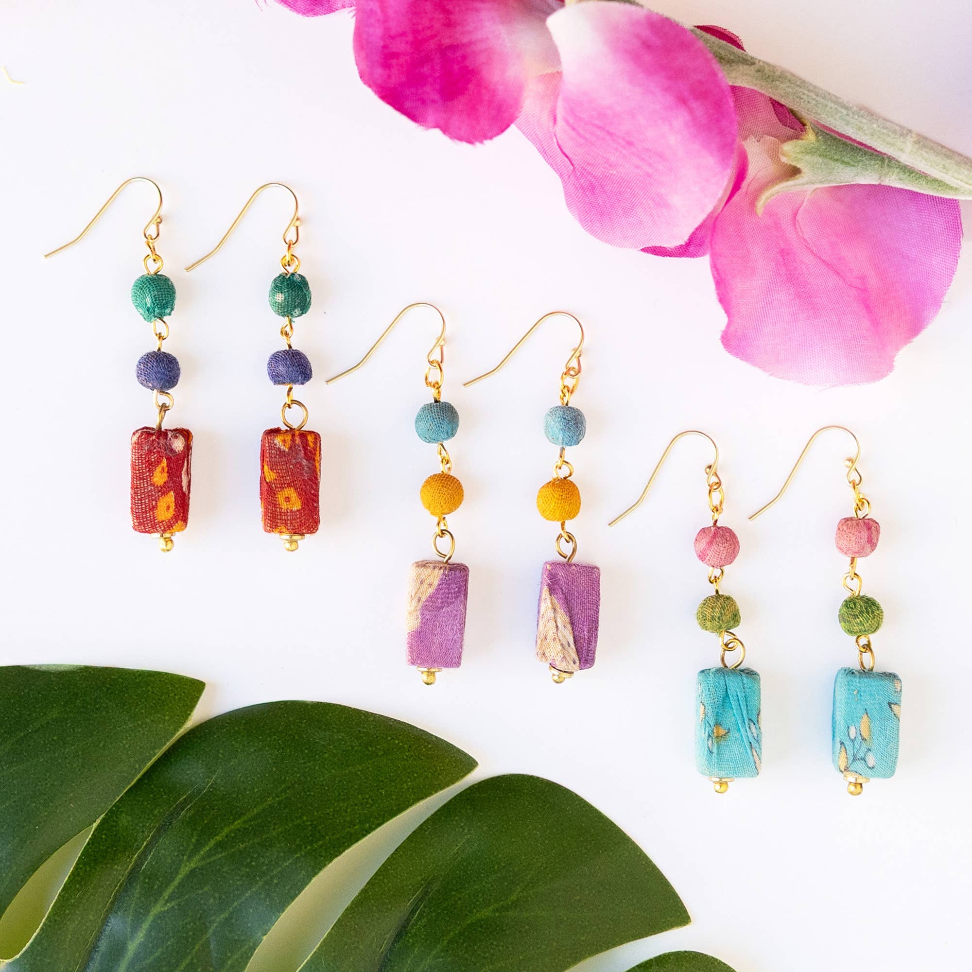 Kantha Fluid Rectangle Earring