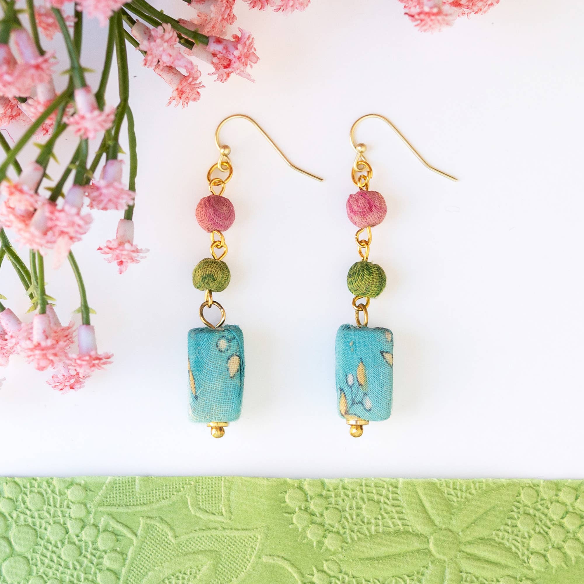 Kantha Fluid Rectangle Earring
