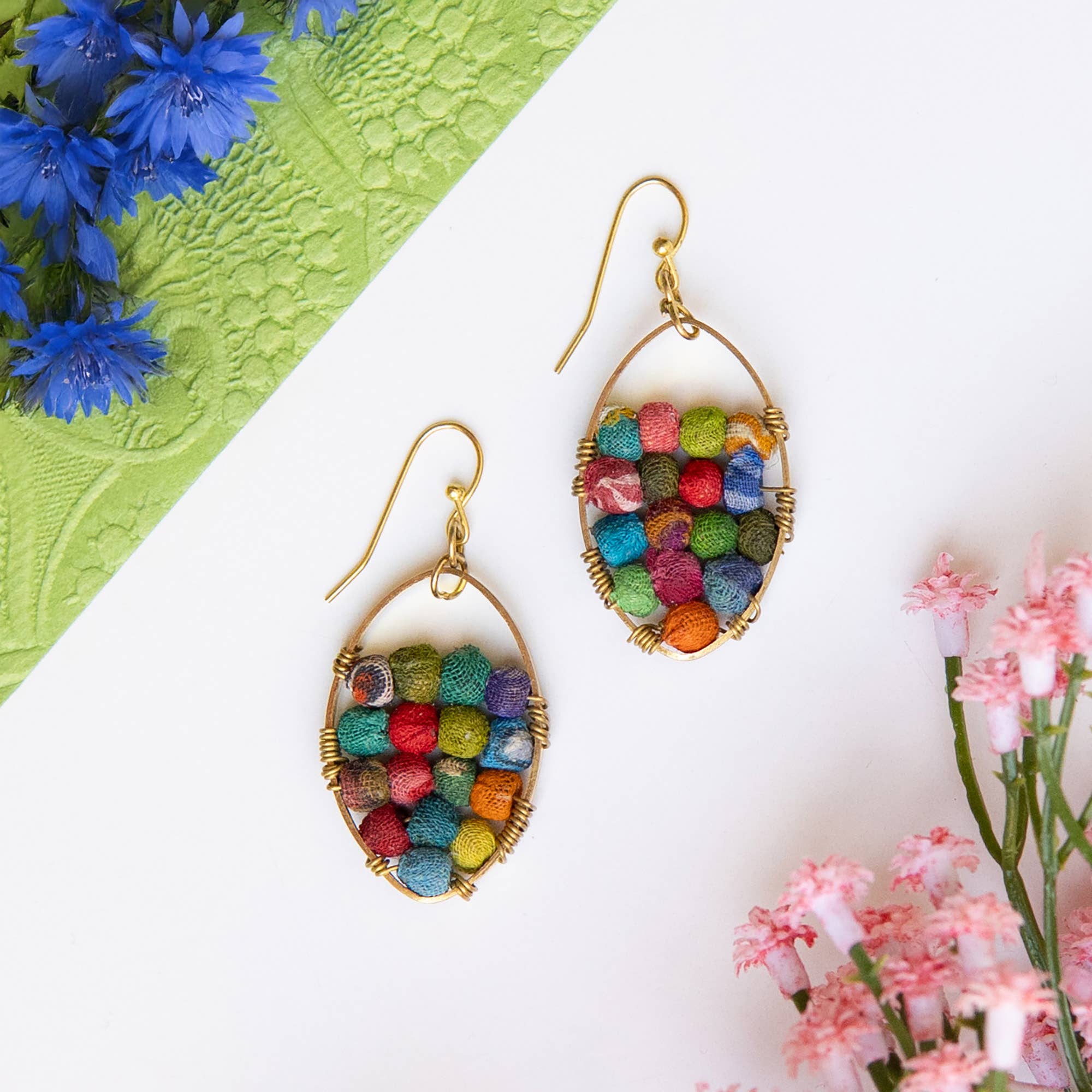 Kantha Milieu Embedded Earrings