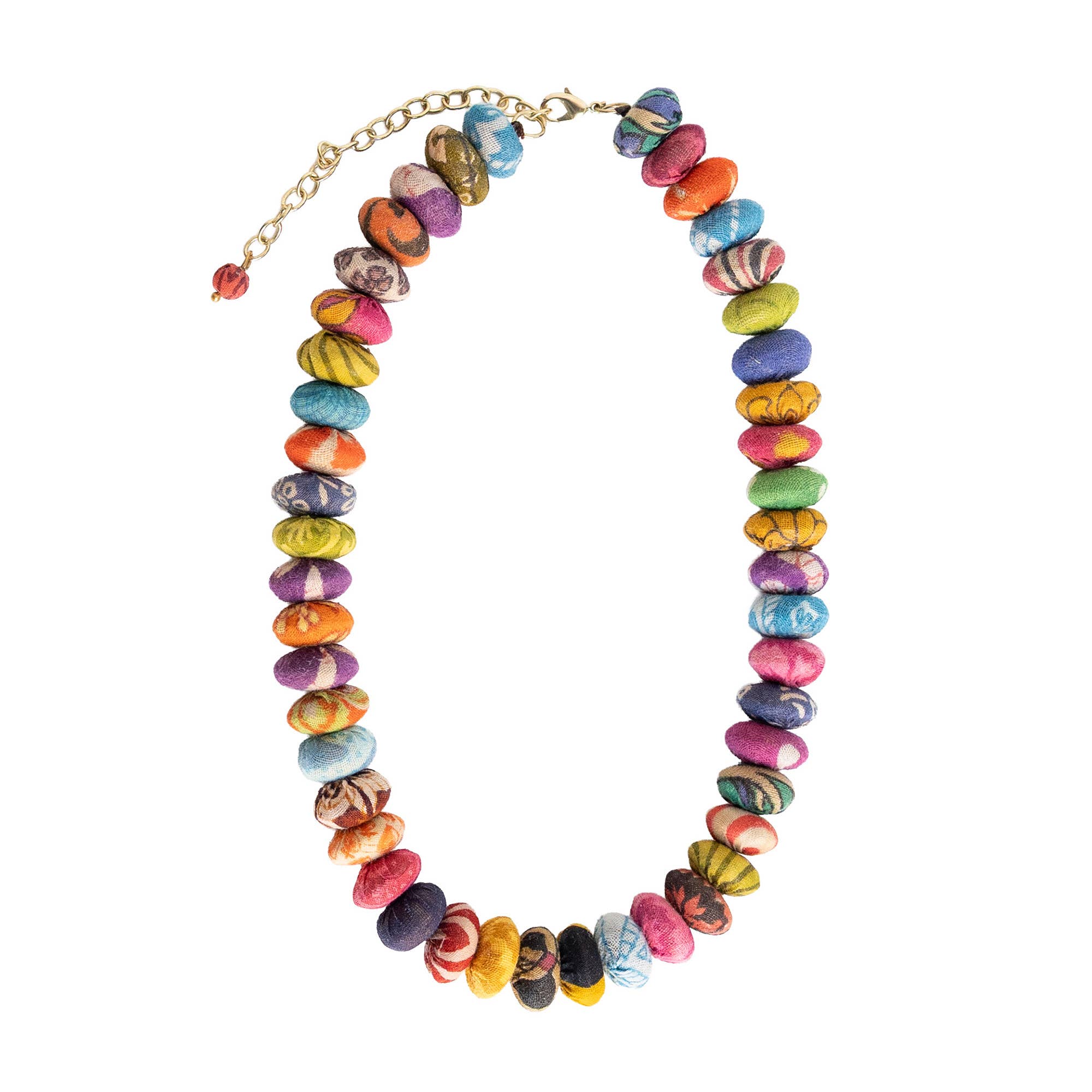 Kantha Stacked Button Necklace