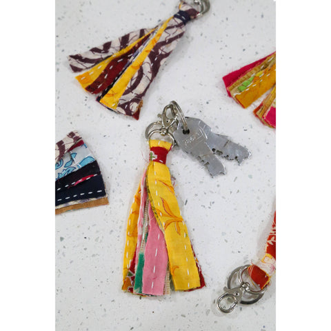Kantha Tassel Keychain - Assorted Colors and Patterns