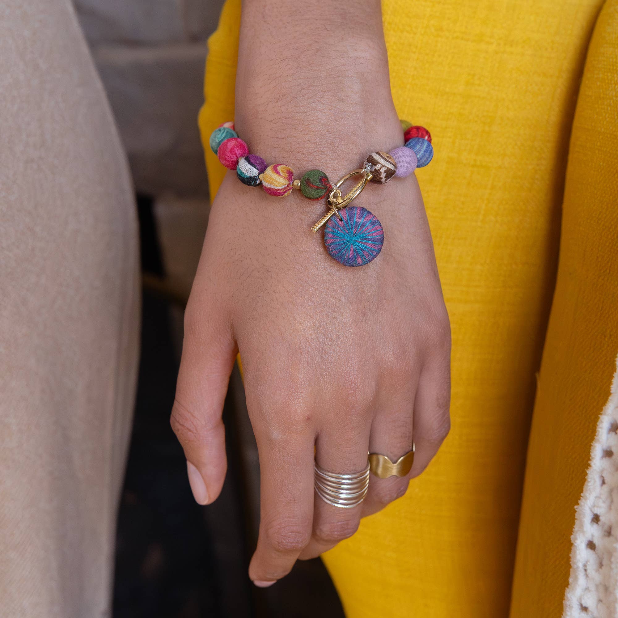 Kantha Threadburst Toggle Bracelet