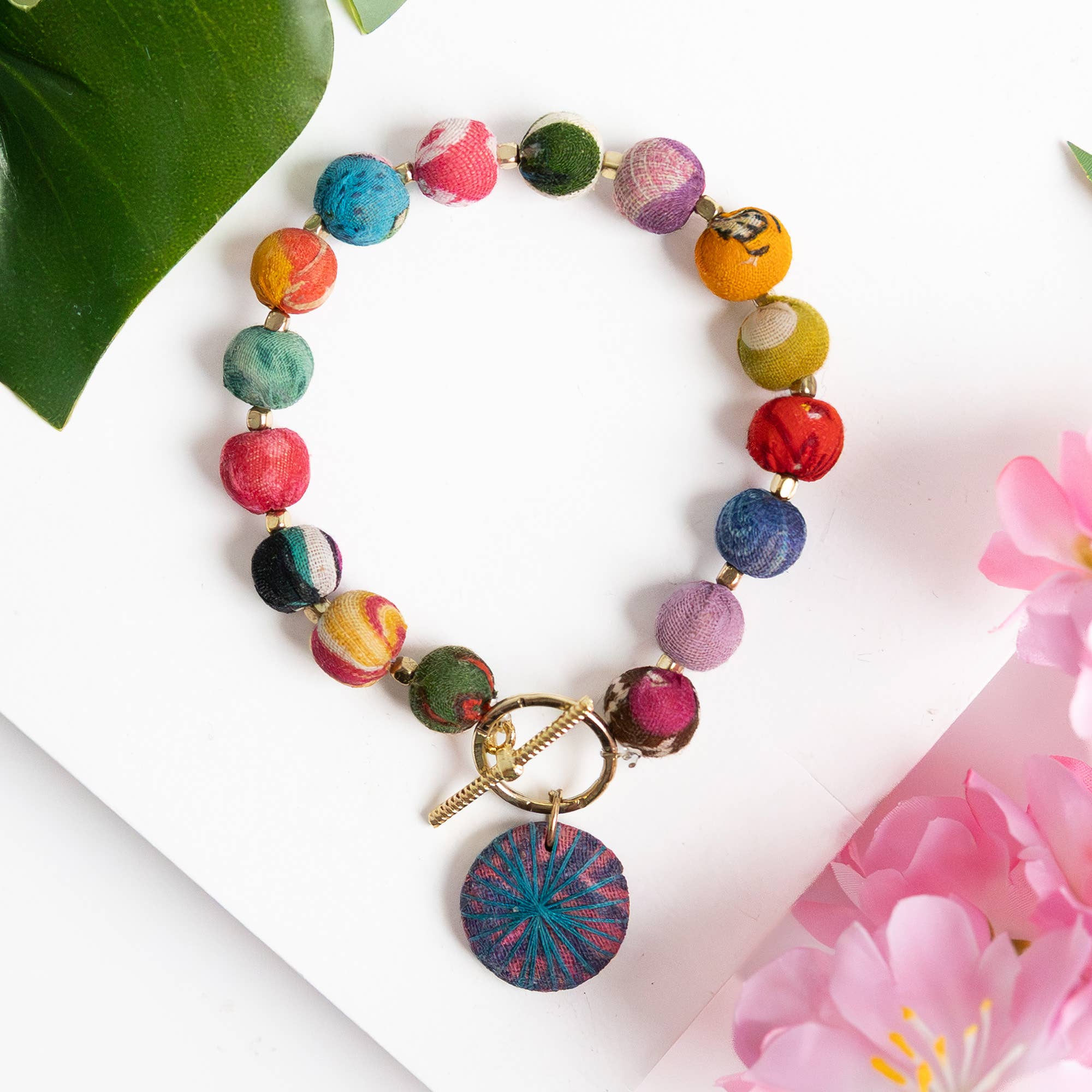 Kantha Threadburst Toggle Bracelet