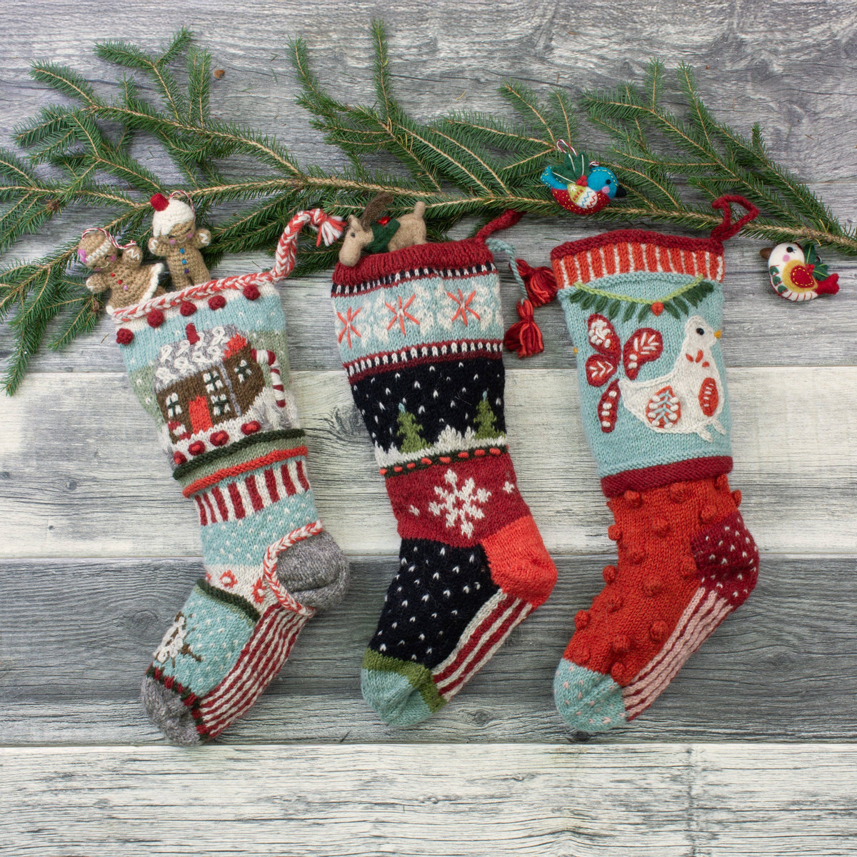 Knit Wool Christmas Stocking- Assorted Styles- Sold Individually