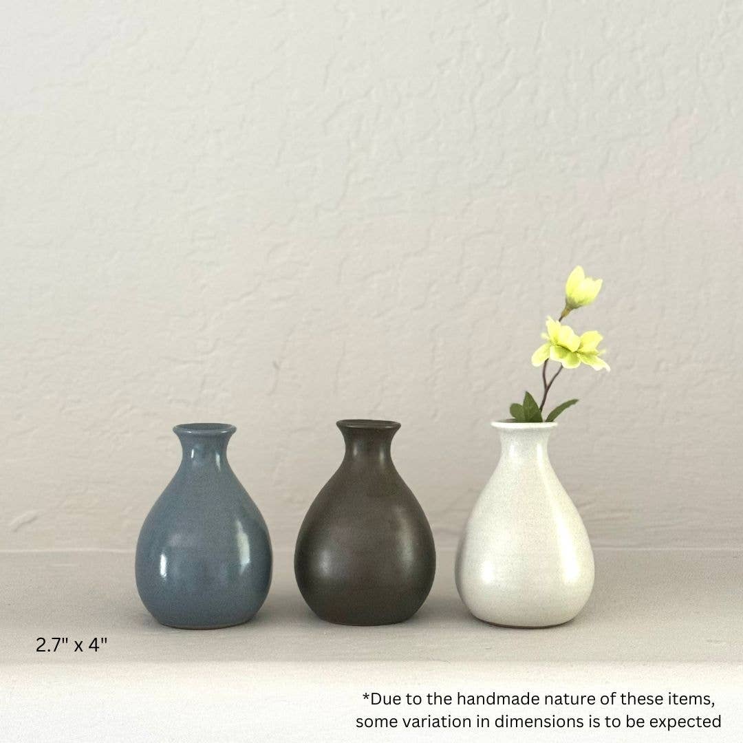 Kumale Handmade Ceramic Bud Vase- Assorted Sizes- Assorted Colors- Sold Individually
