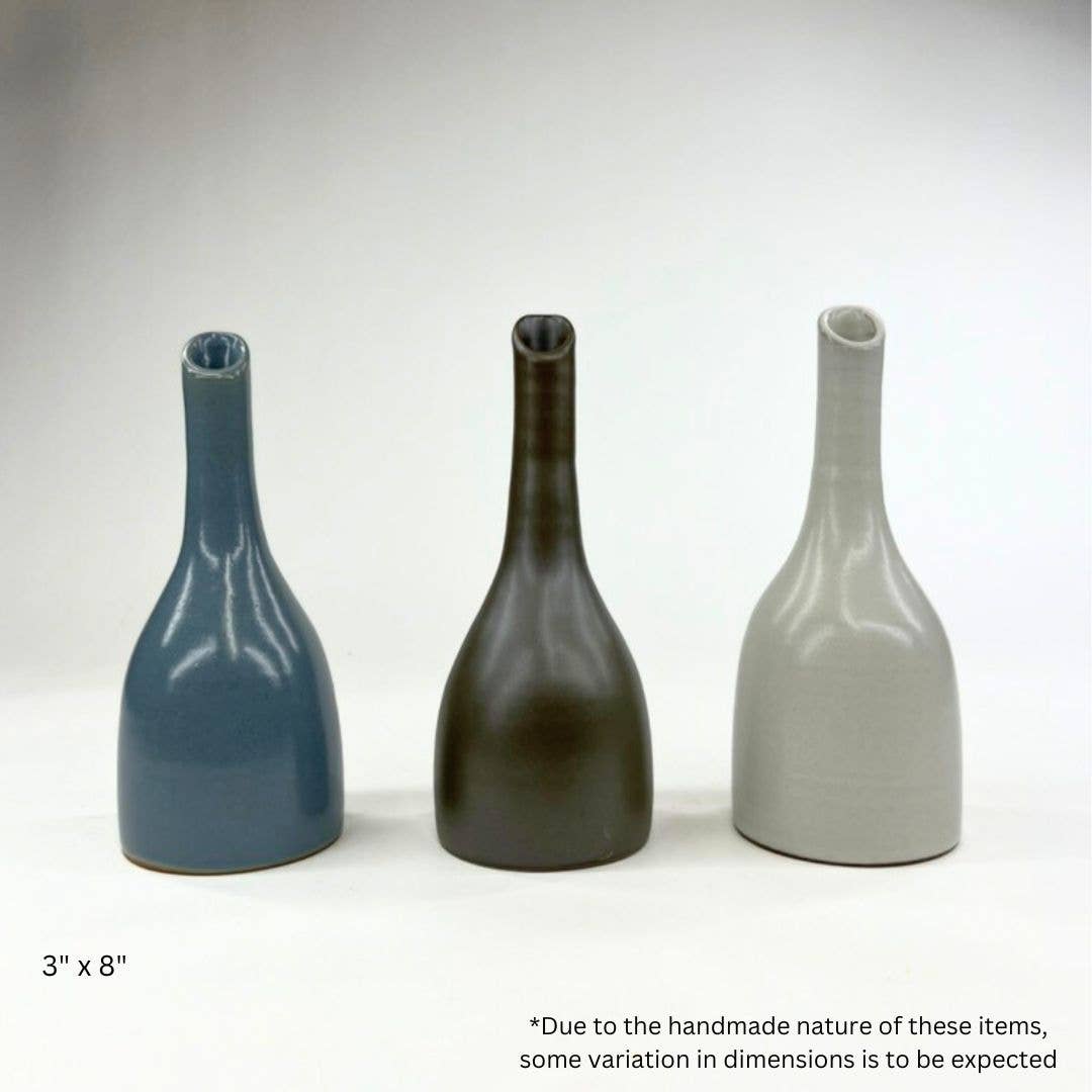 Kumale Handmade Ceramic Bud Vase- Assorted Sizes- Assorted Colors- Sold Individually