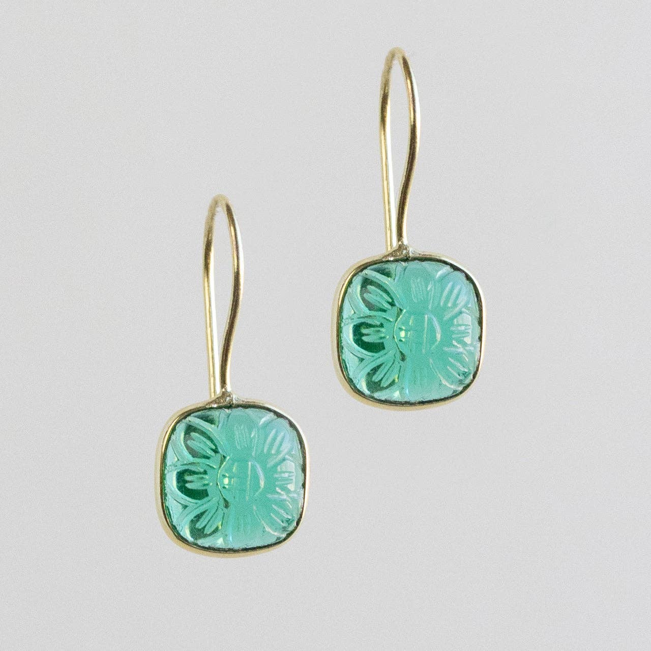 Lalita Teal Daisy Dangle Earrings