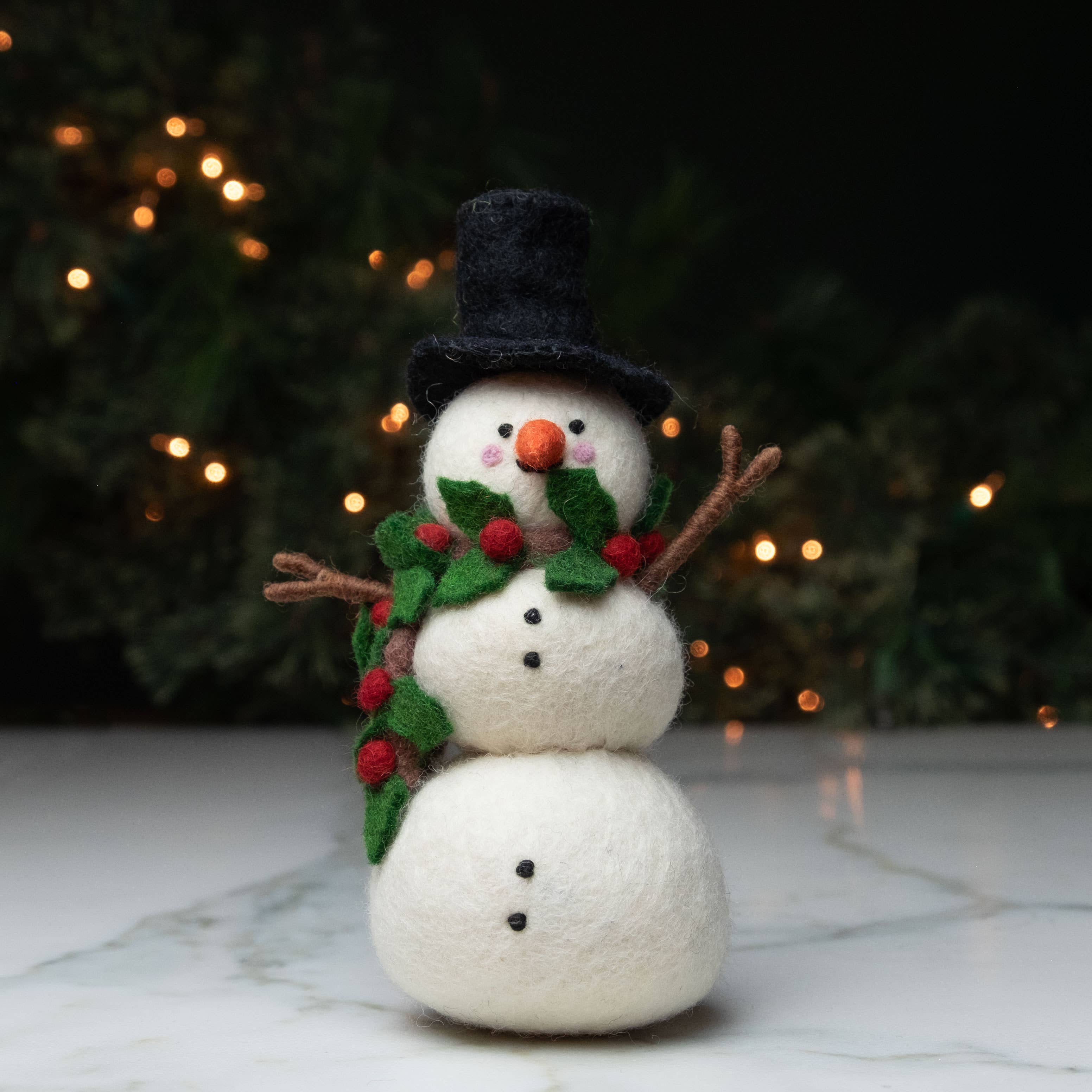Large Felt Snowman with Holly Scarf