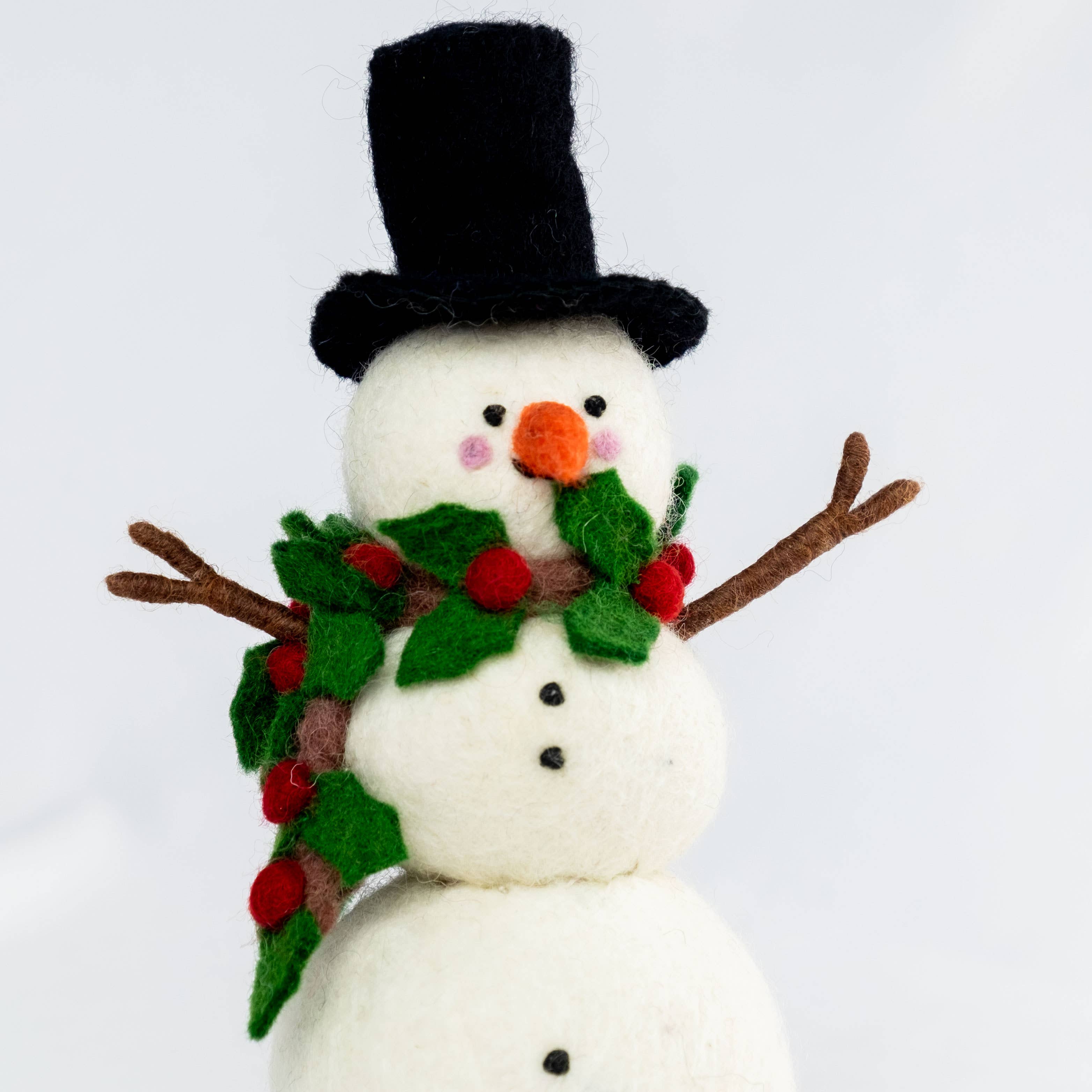 Large Felt Snowman with Holly Scarf