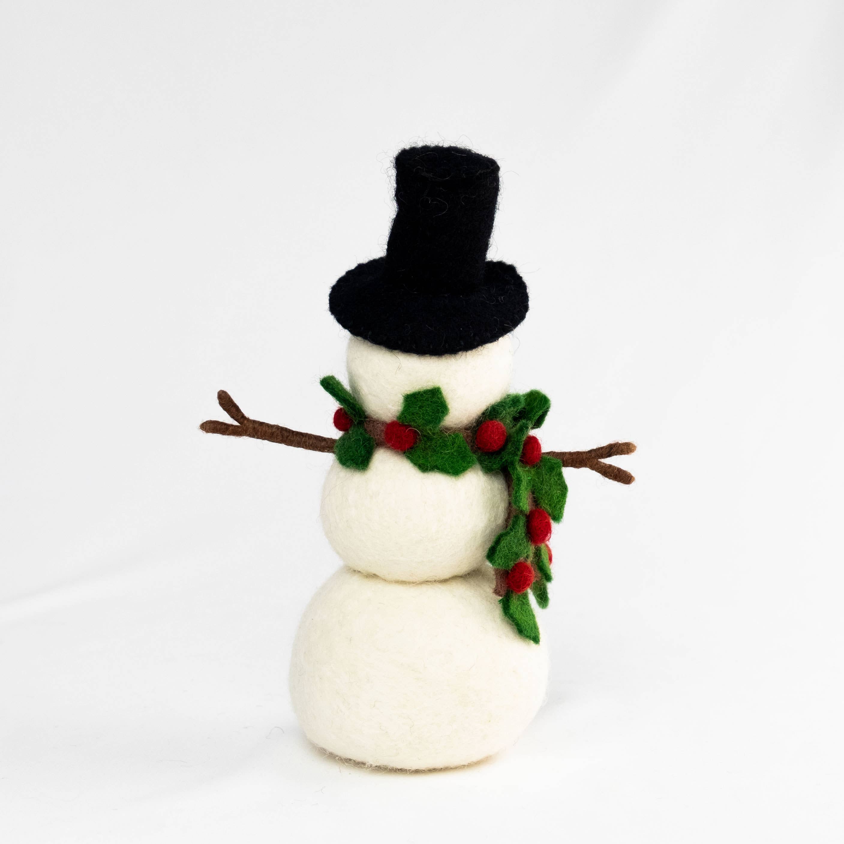 Large Felt Snowman with Holly Scarf