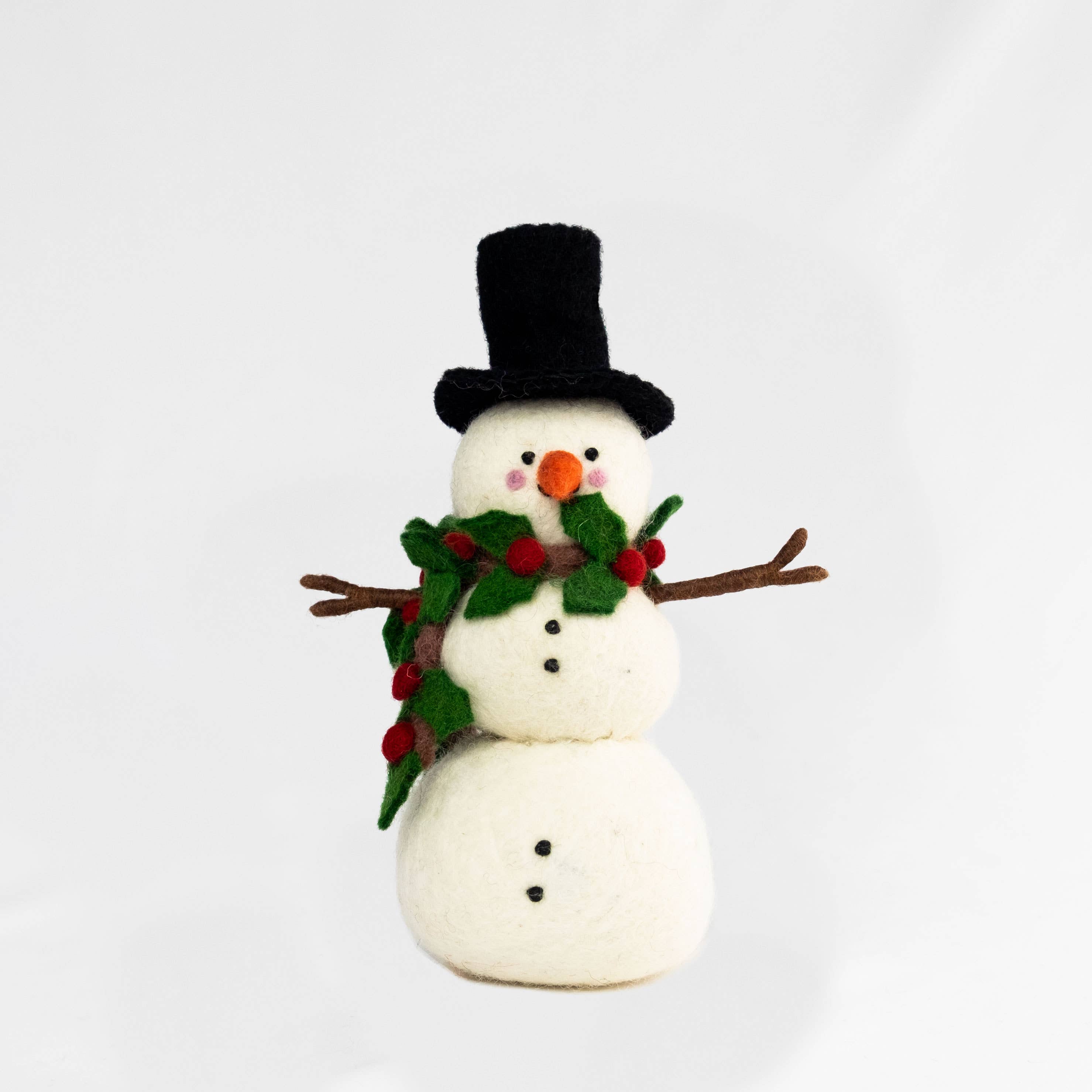 Large Felt Snowman with Holly Scarf