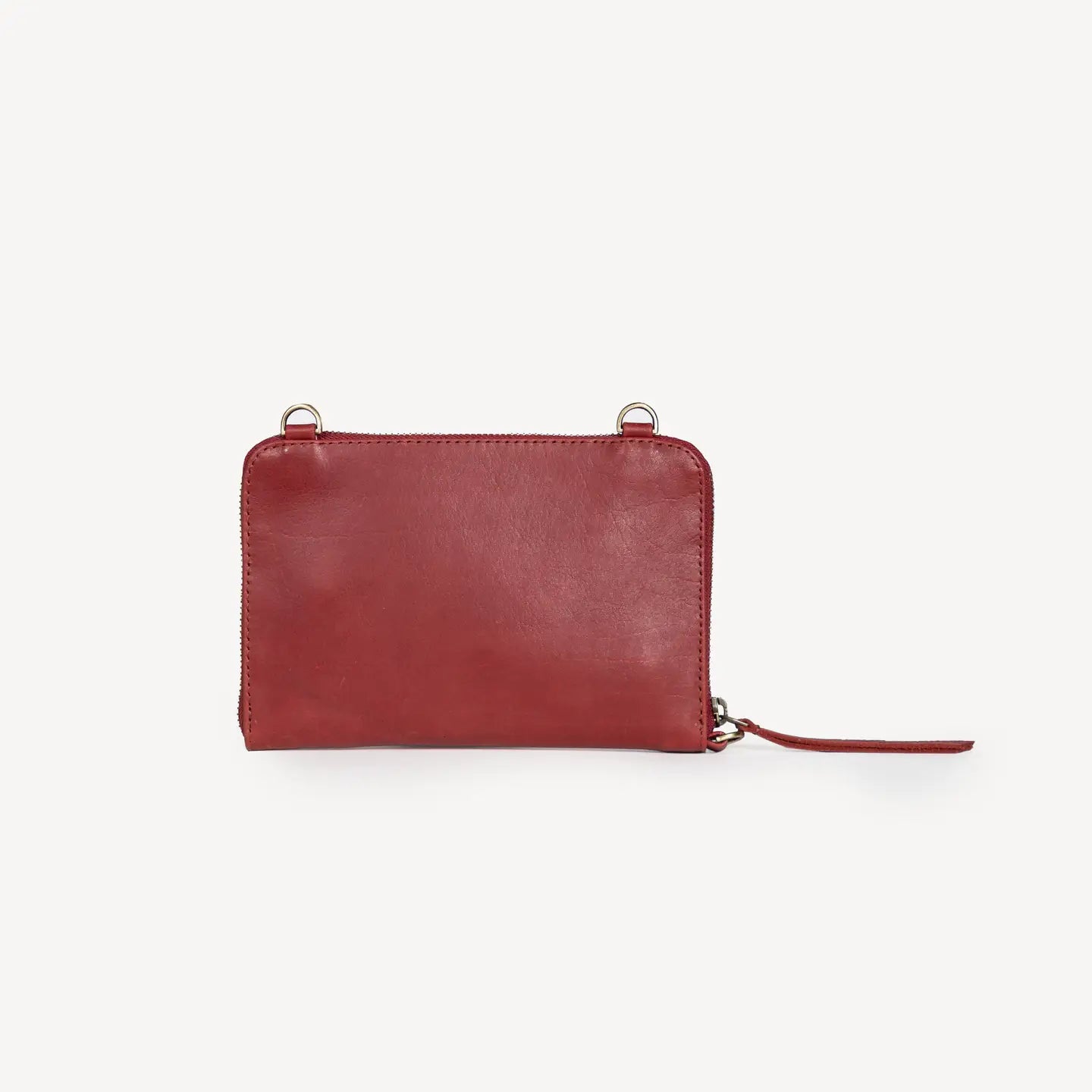 Leather Crossbody Wallet- Cherry