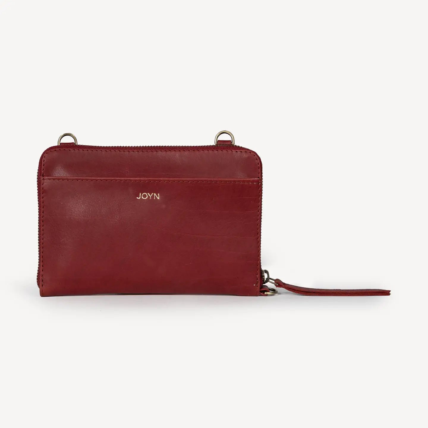 Leather Crossbody Wallet- Cherry