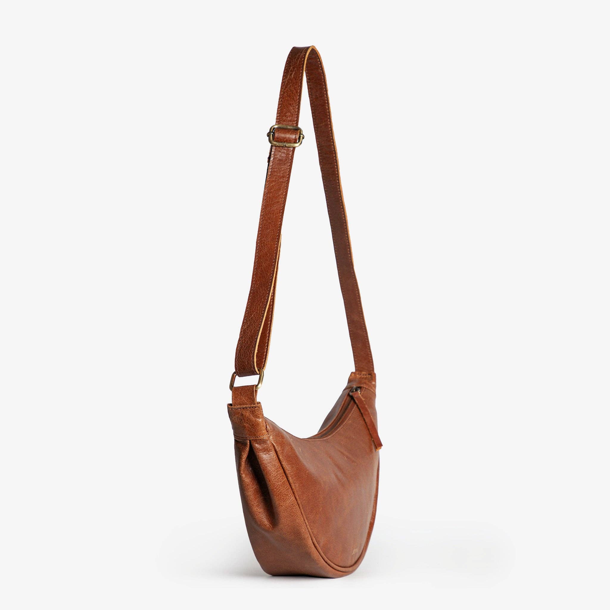 Leather Moon Sling Bag -Vintage Brown