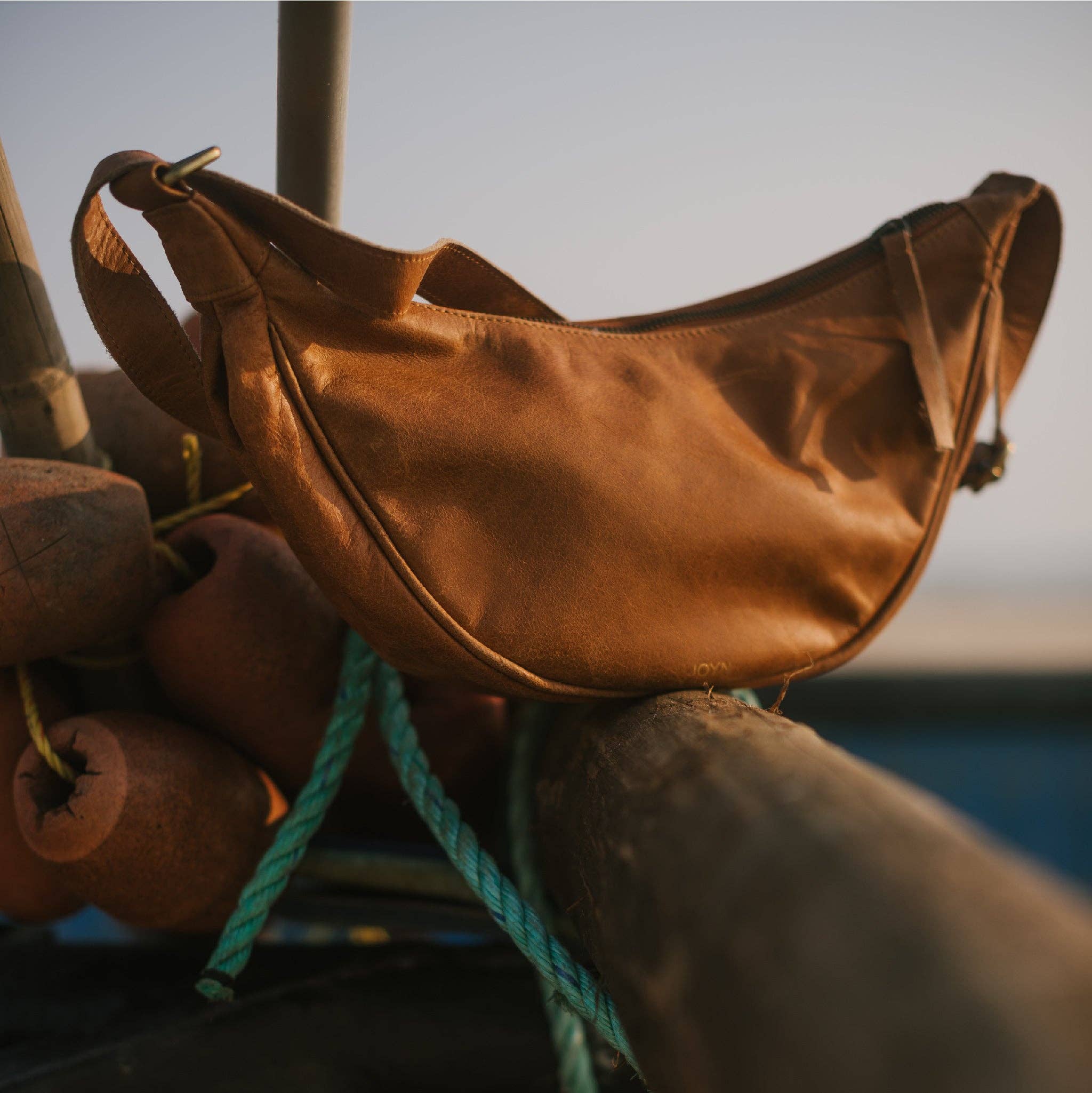 Leather Moon Sling Bag -Vintage Brown