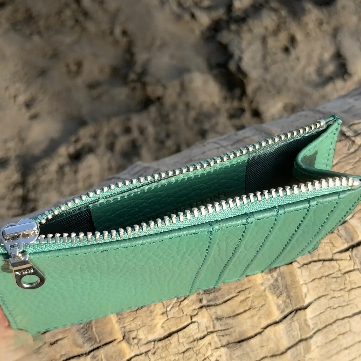 Leather Zippered Card Wallet - Assorted Colors- Sold Individually