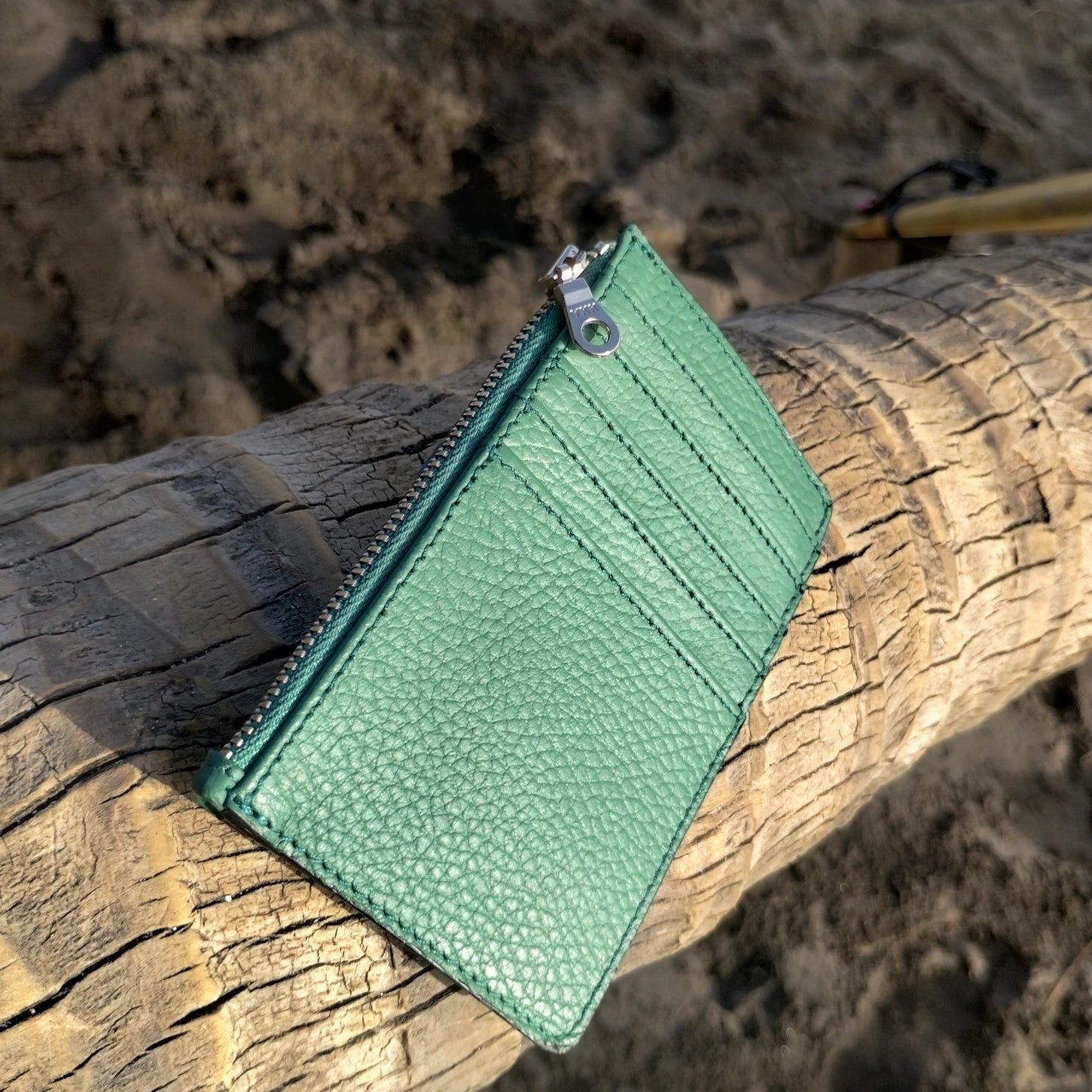 Leather Zippered Card Wallet - Assorted Colors- Sold Individually