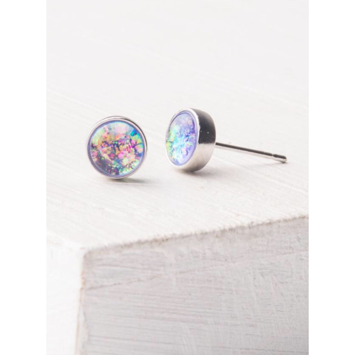 Lora Lavender & Silver Stud Earrings