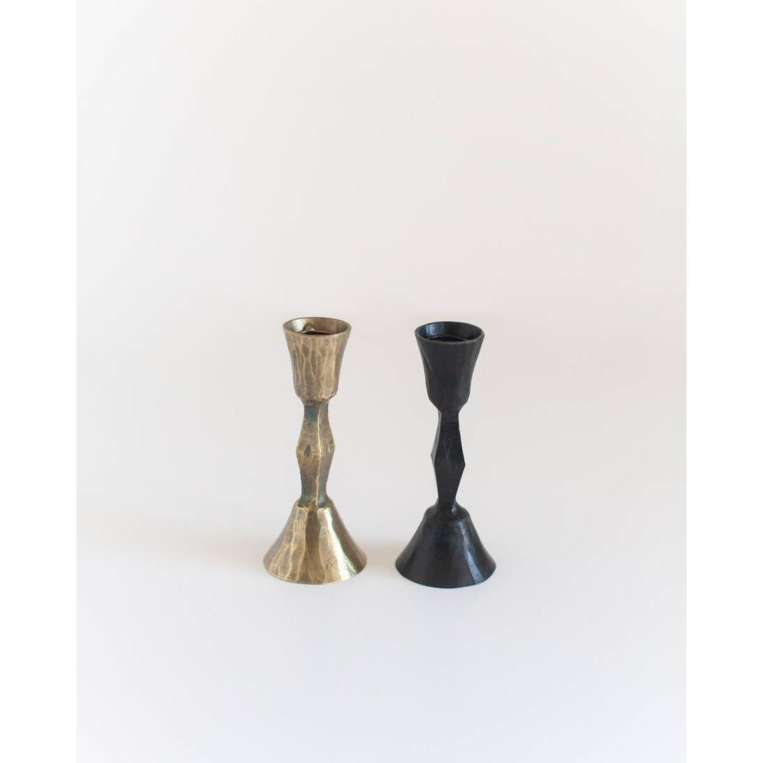 Low Diamond Hand-Forged Iron Candle Stand- Assorted Colors