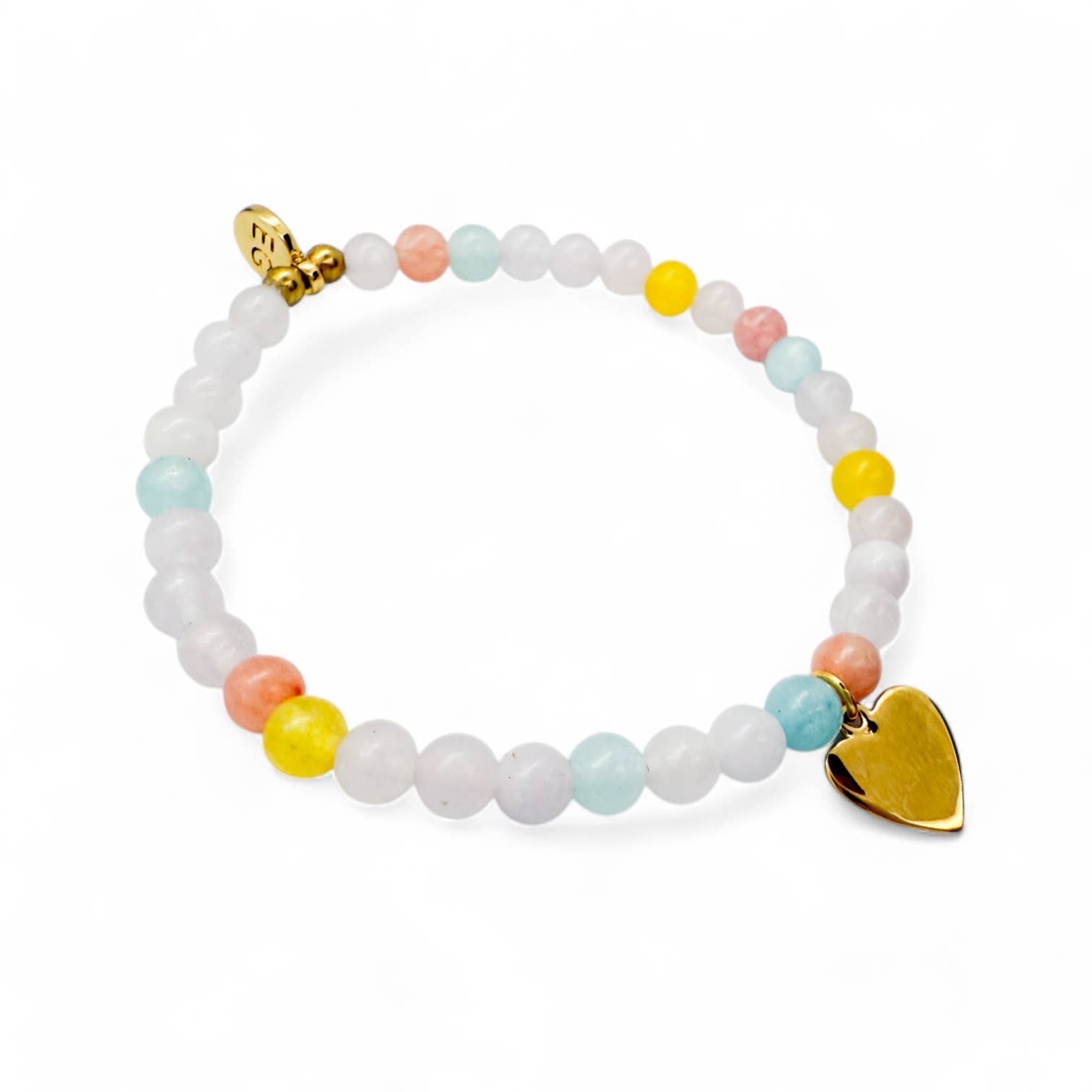 MINI Kids Charm Bracelet - Heart Charm + Multicolored Quartz