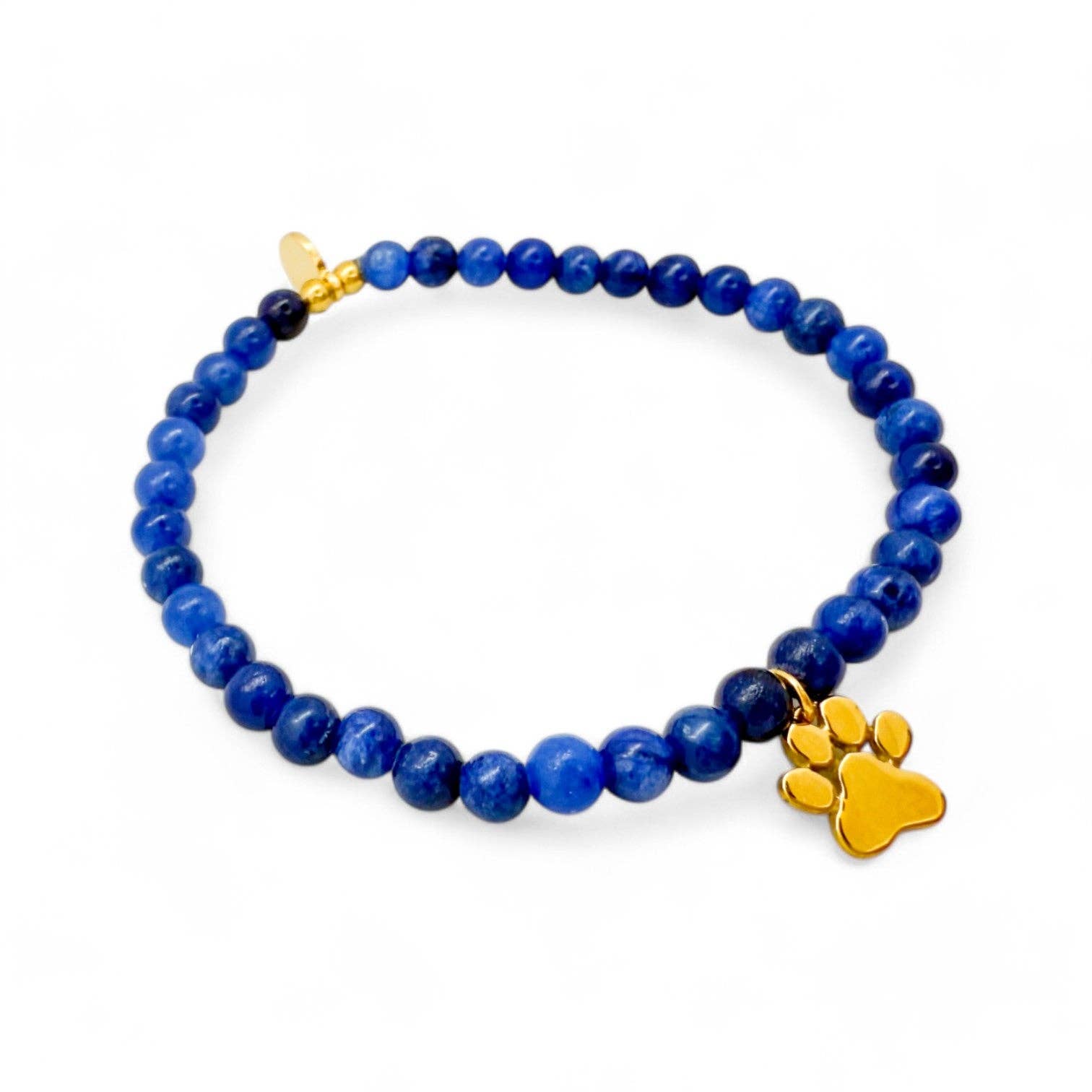 MINI Kids Charm Bracelet - Paw Charm + Royal Blue Quartz