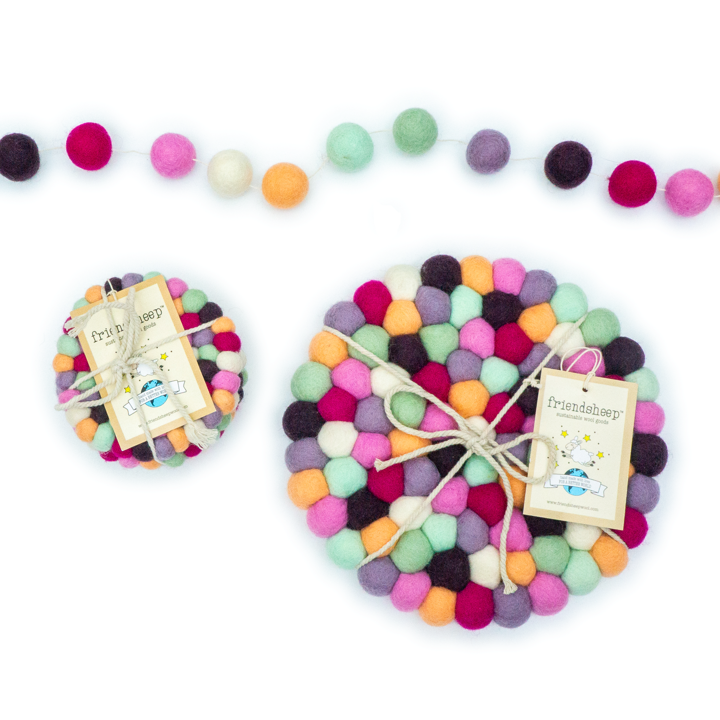 Macarons Eco Garlands/Ornaments: S - 24 beads/8ft (1" beads)
