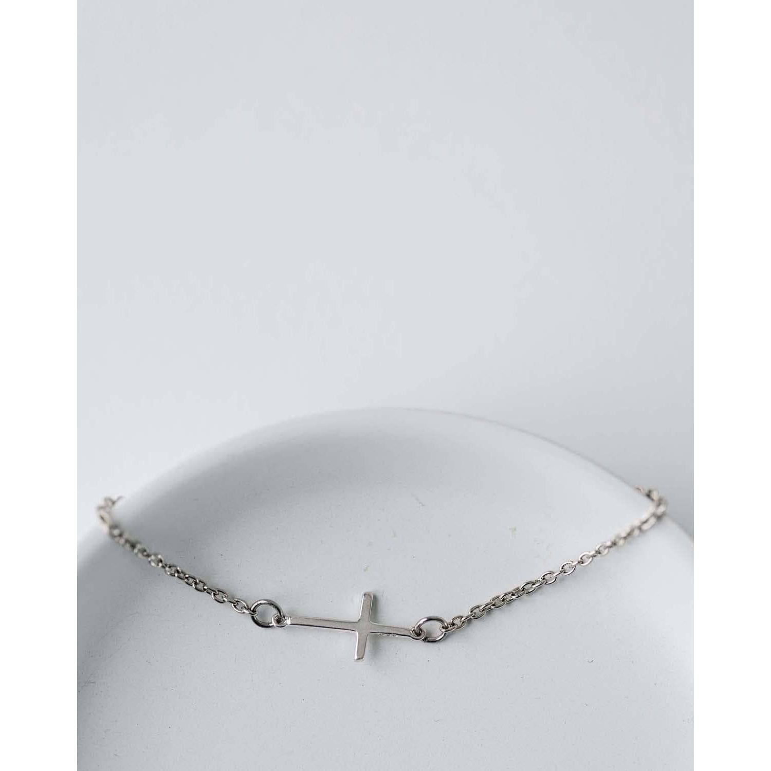 Marie Silver Cross Bracelet
