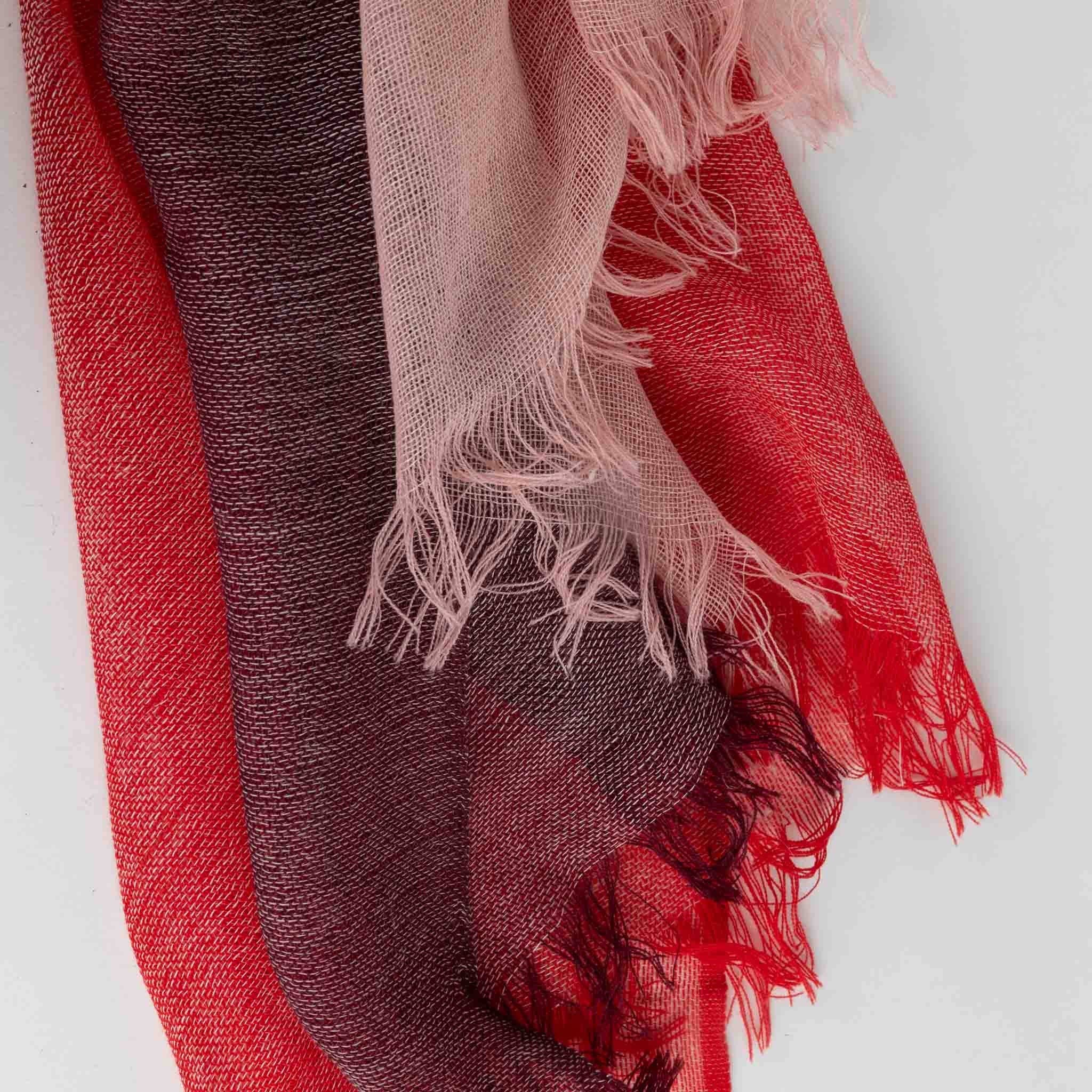 Meera Layered Wool Scarf - Reds
