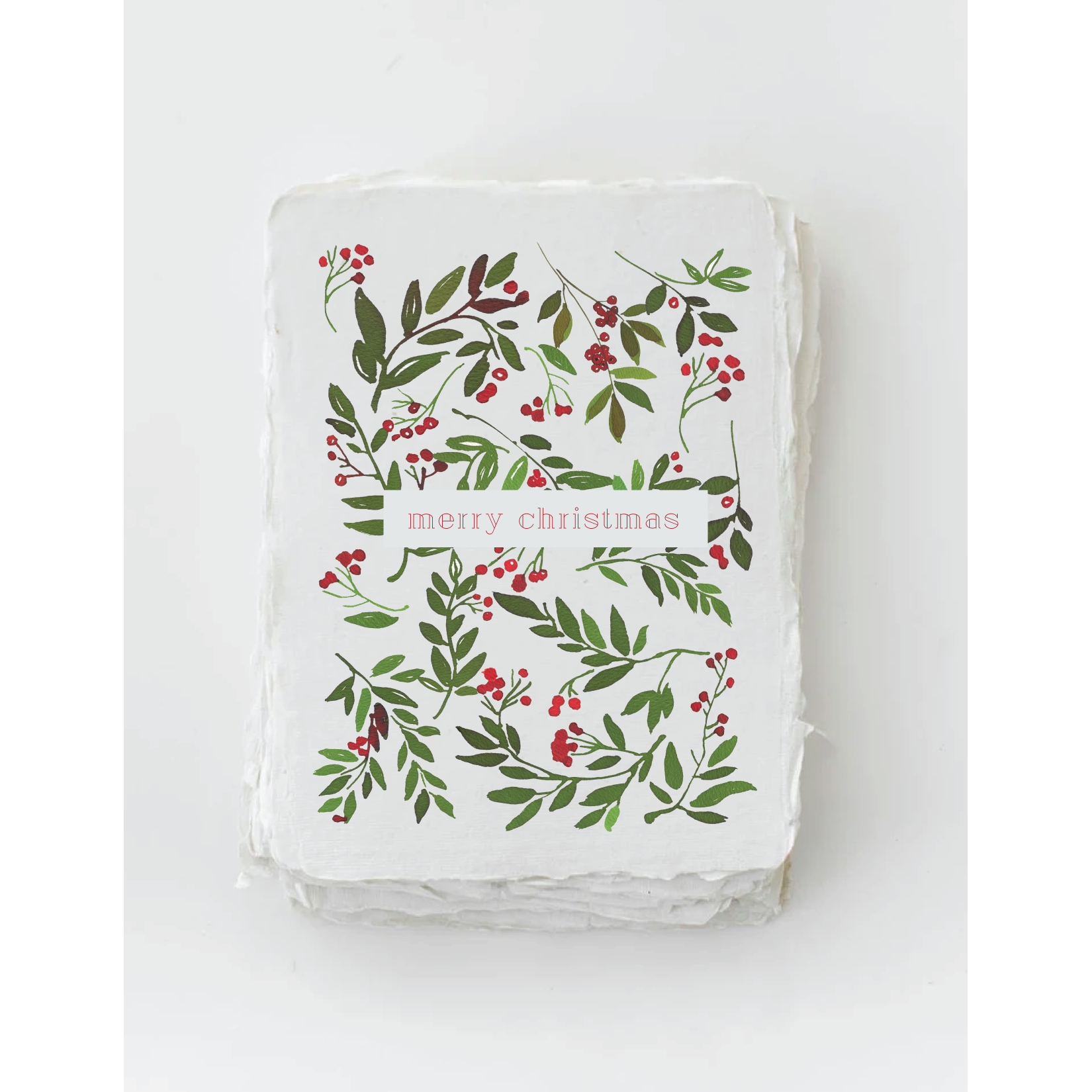 "Merry Christmas" Berries Holiday Greeting Card