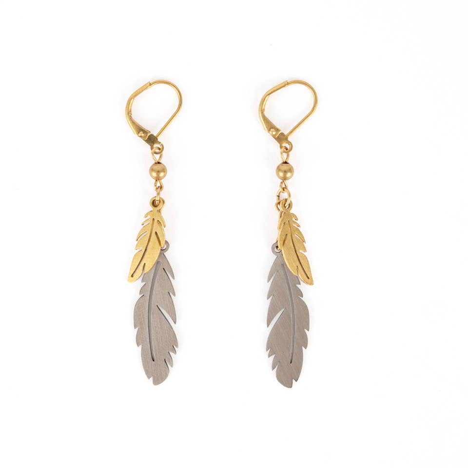 Metal Feathers Earrings