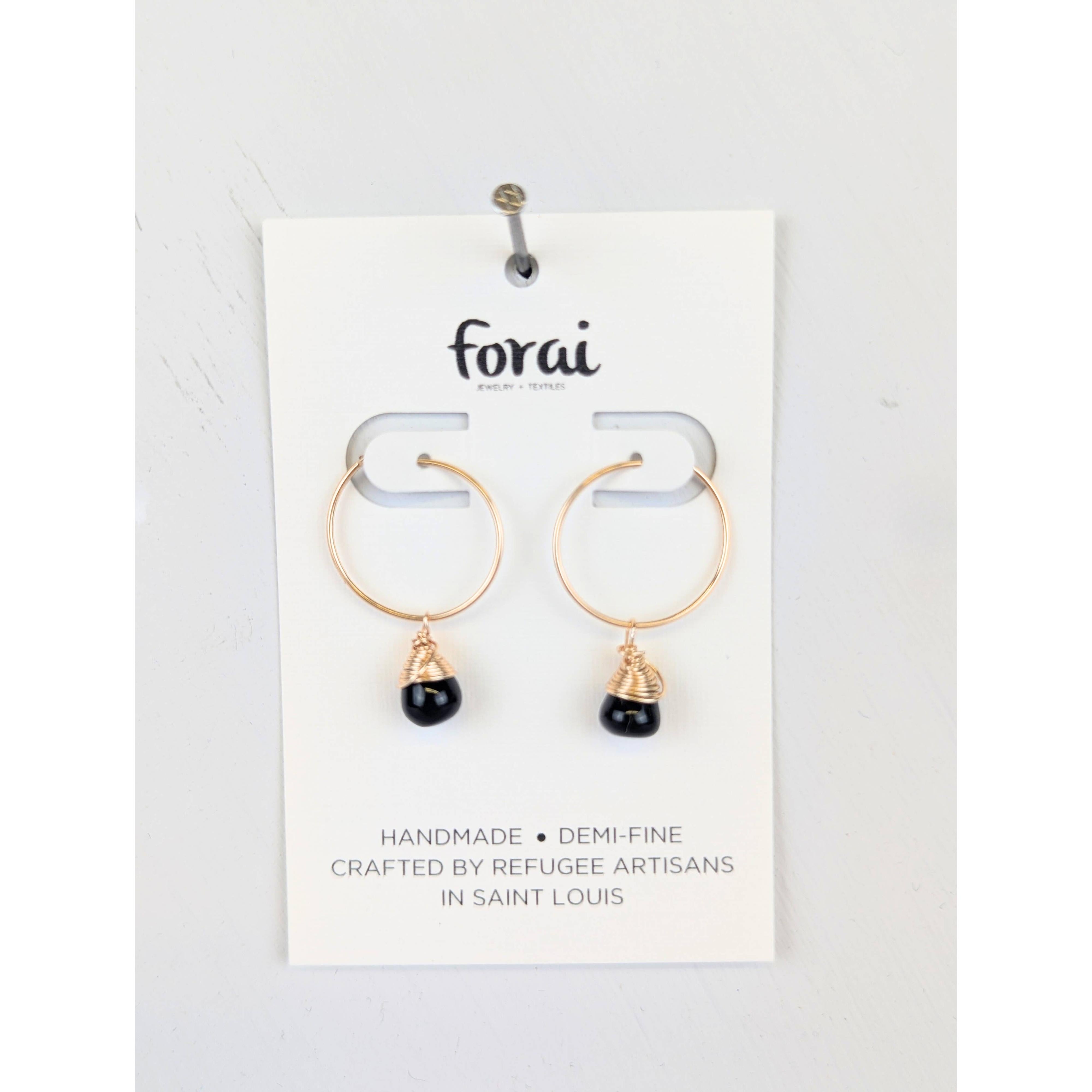 Midnight Black Charm Mini-Hoop Earrings