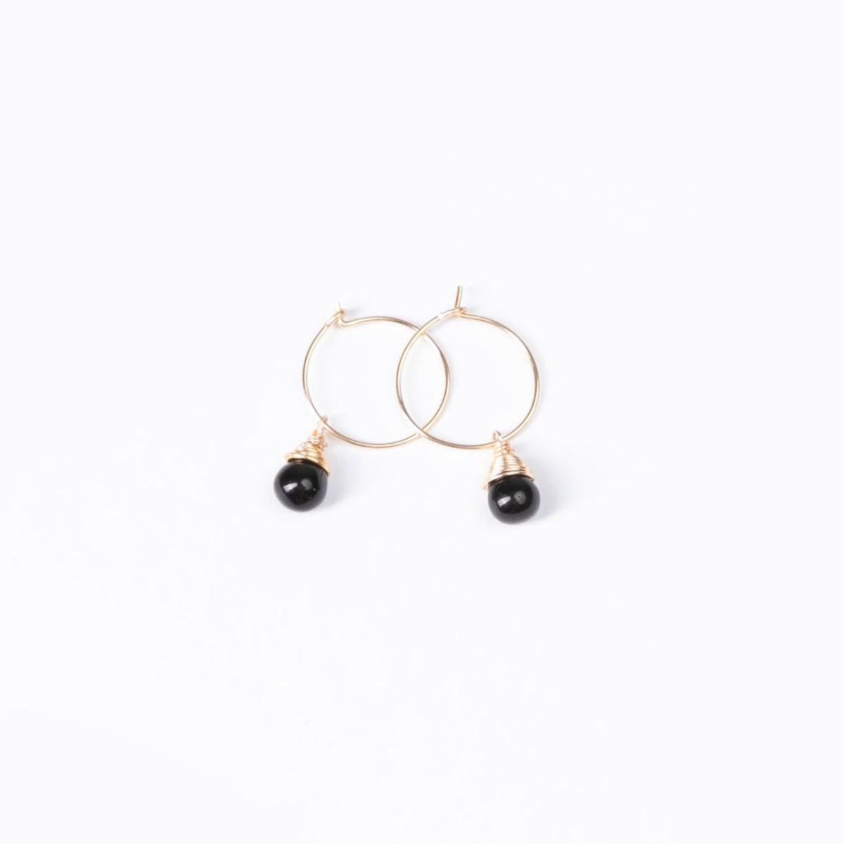 Midnight Black Charm Mini-Hoop Earrings