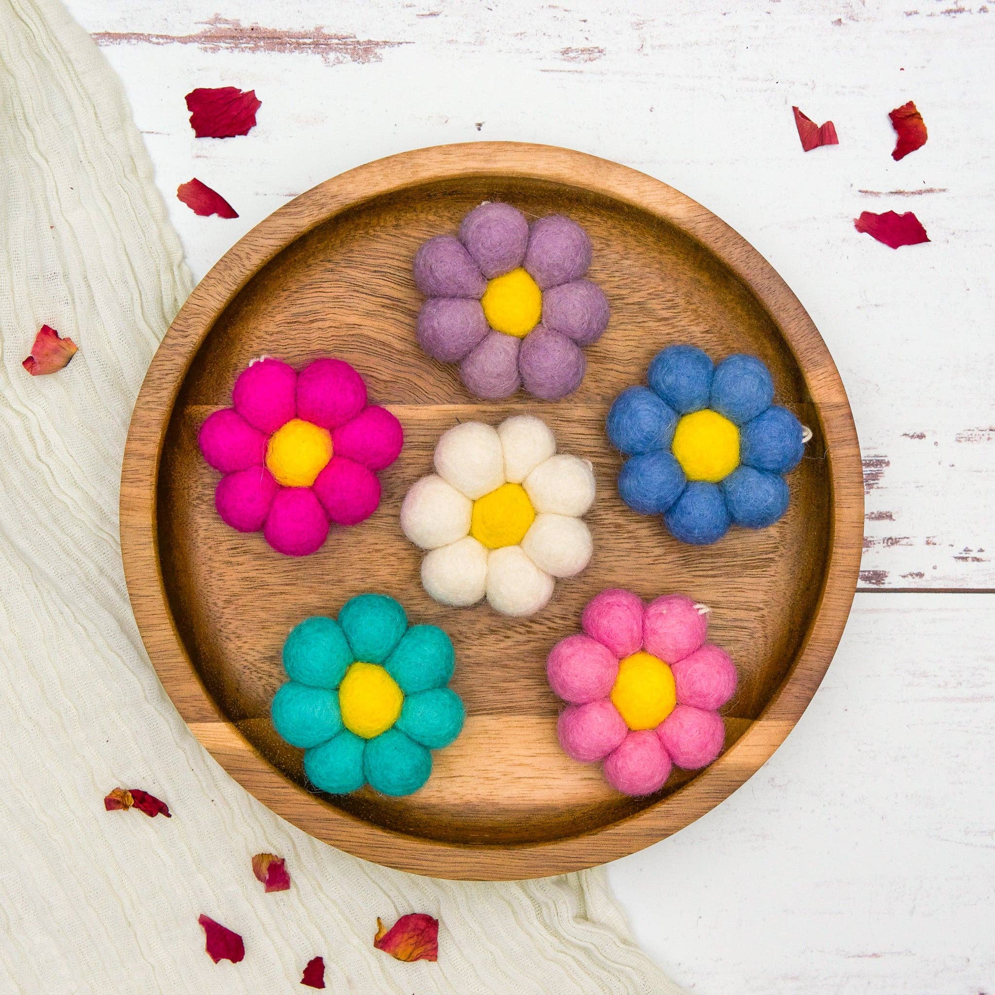 Mini Felt Flower Ornament- Assorted Colors- Sold Individually