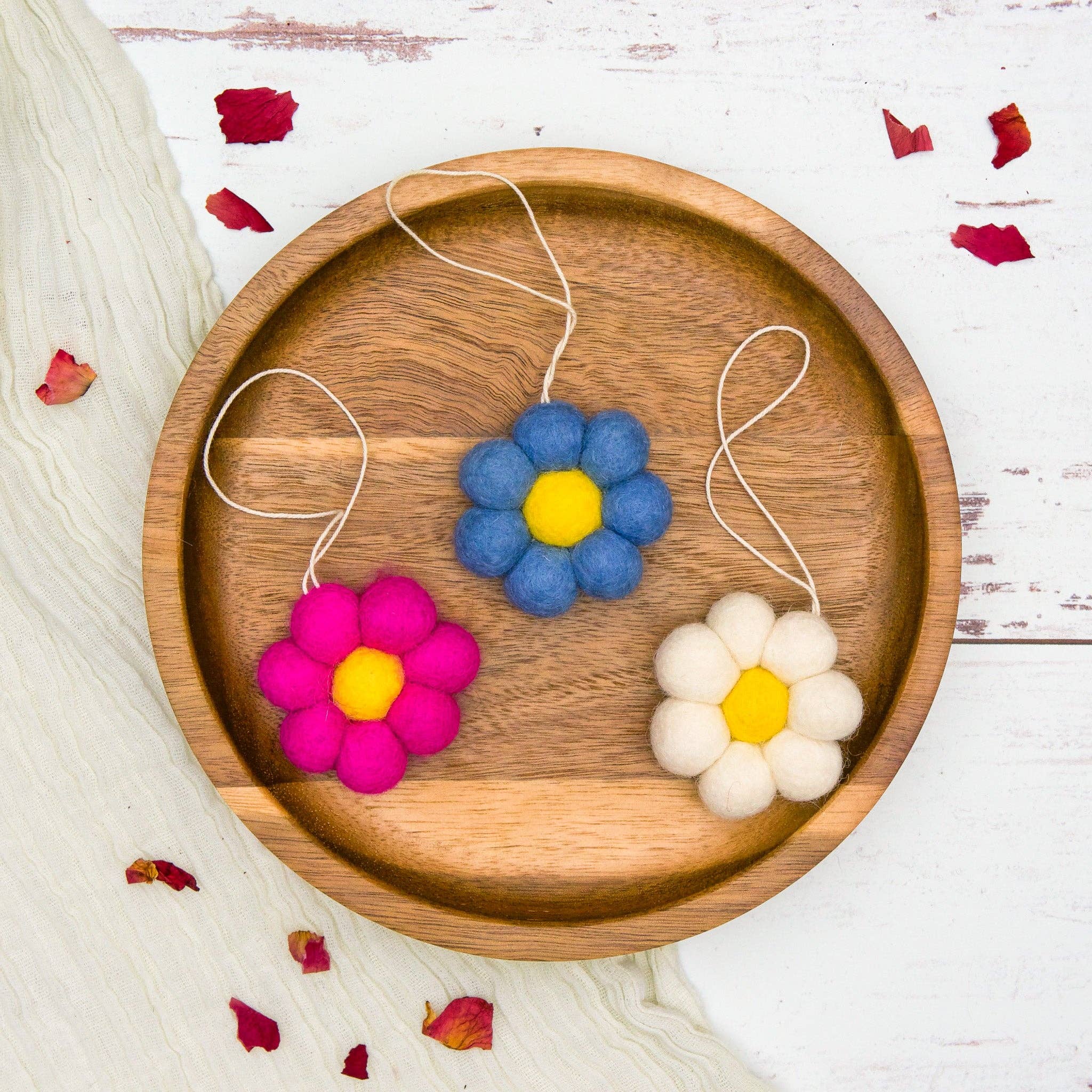 Mini Felt Flower Ornament- Assorted Colors- Sold Individually