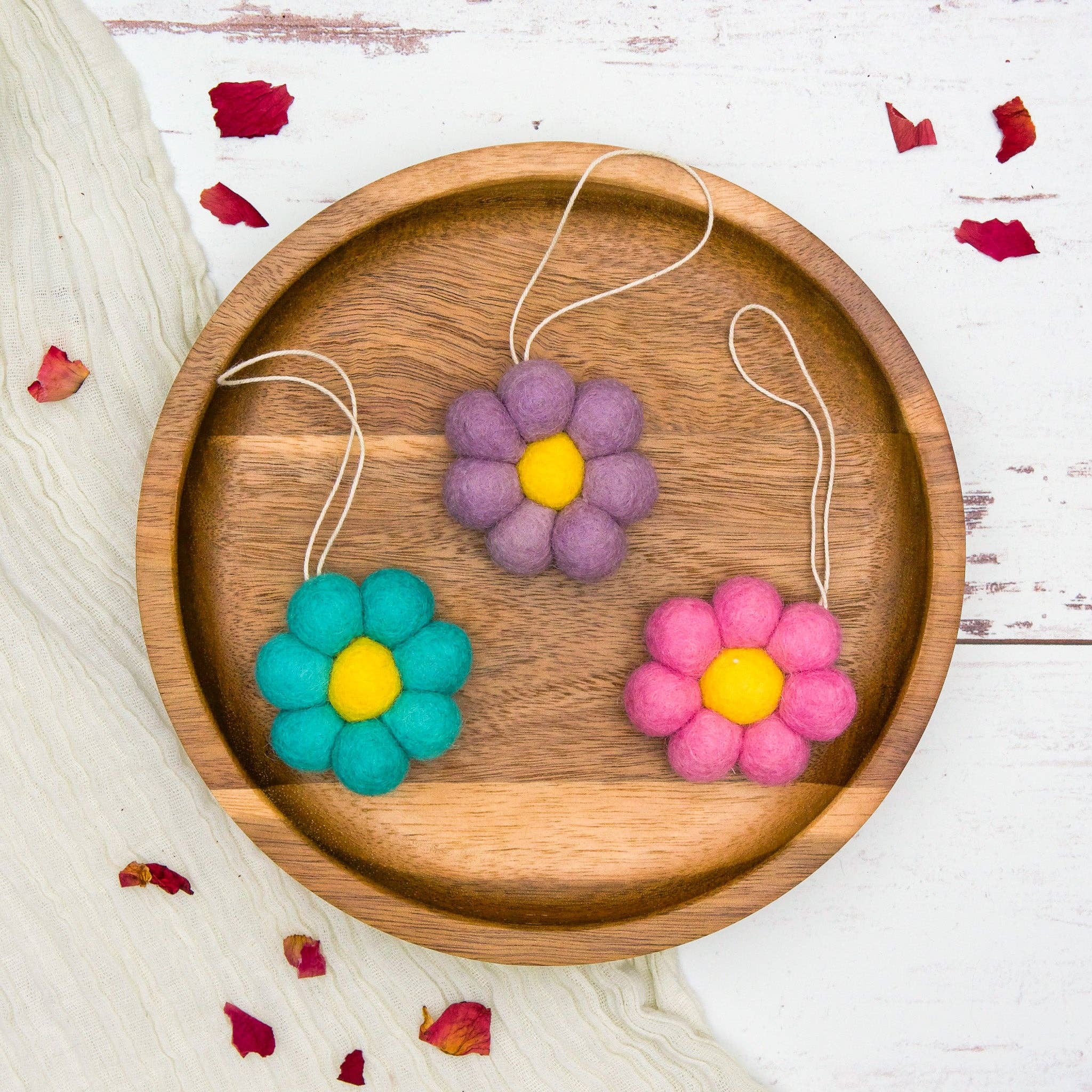 Mini Felt Flower Ornament- Assorted Colors- Sold Individually