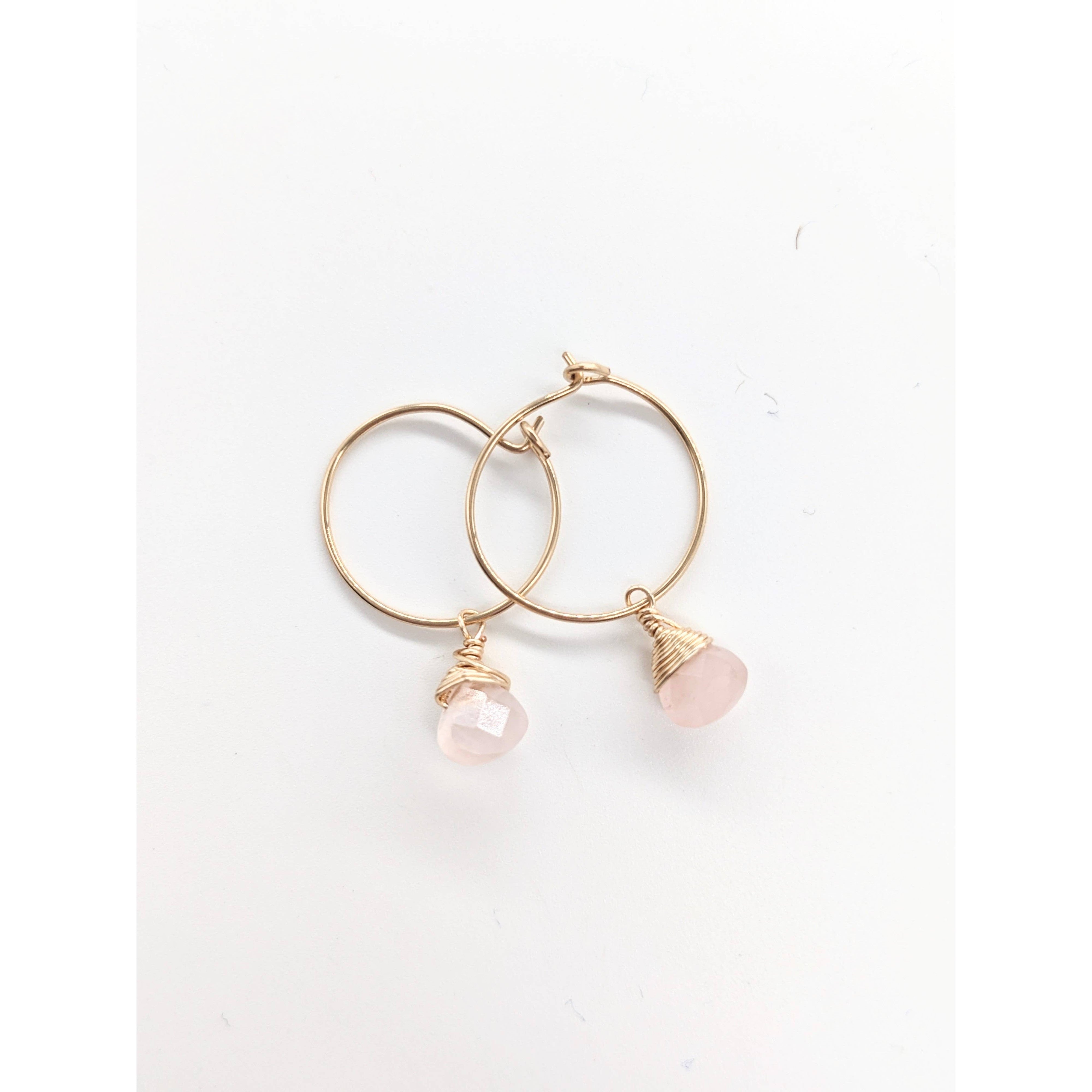 Mini-Hoop with Quartz Charm Earrings- Assorted