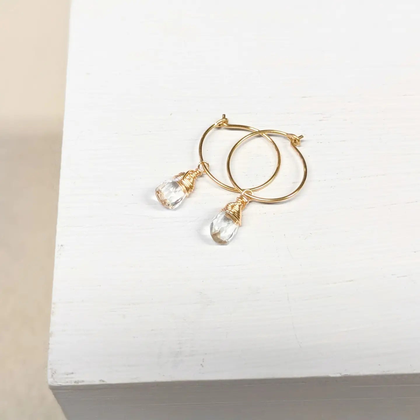 Mini-Hoop with Quartz Charm Earrings- Assorted