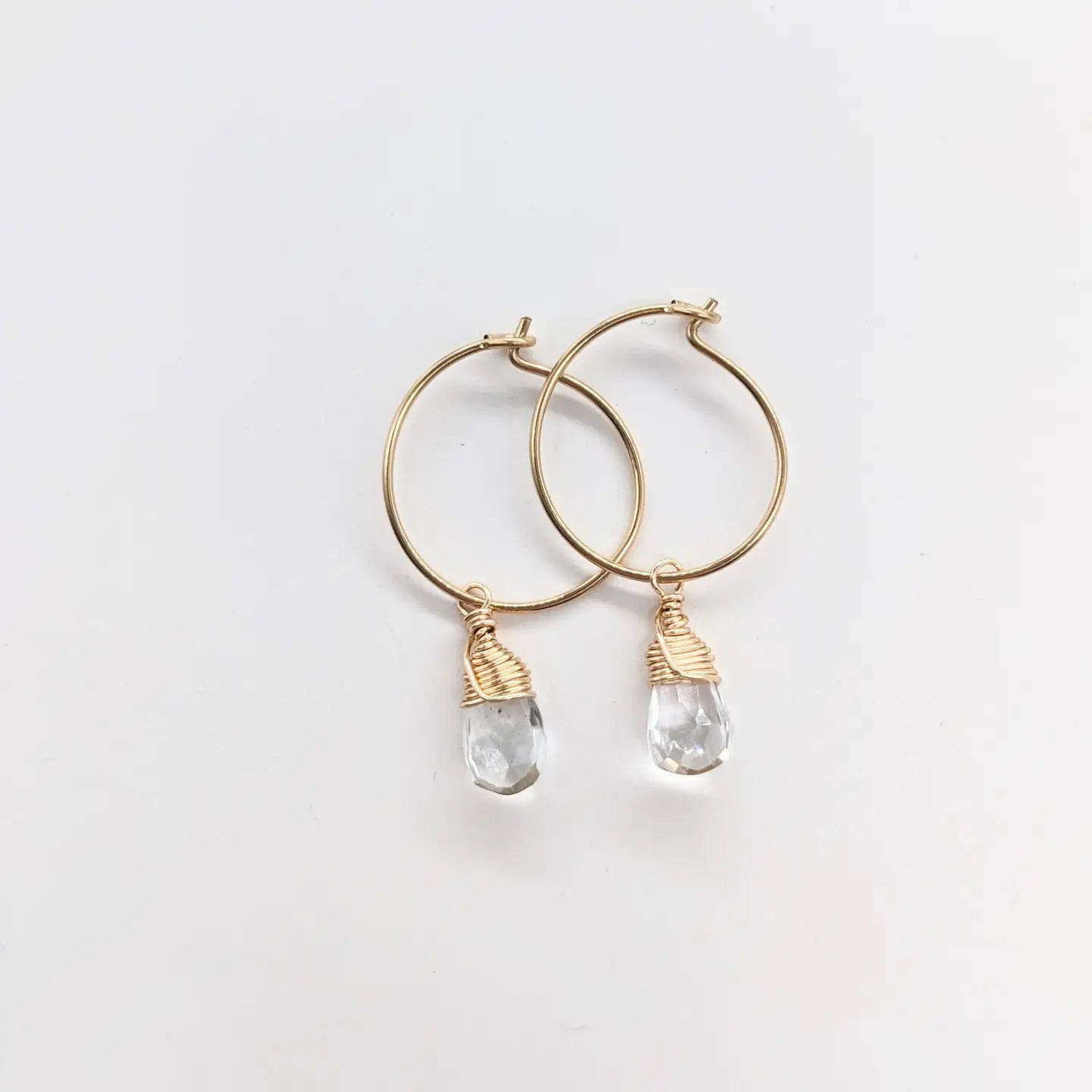 Mini-Hoop with Quartz Charm Earrings- Assorted