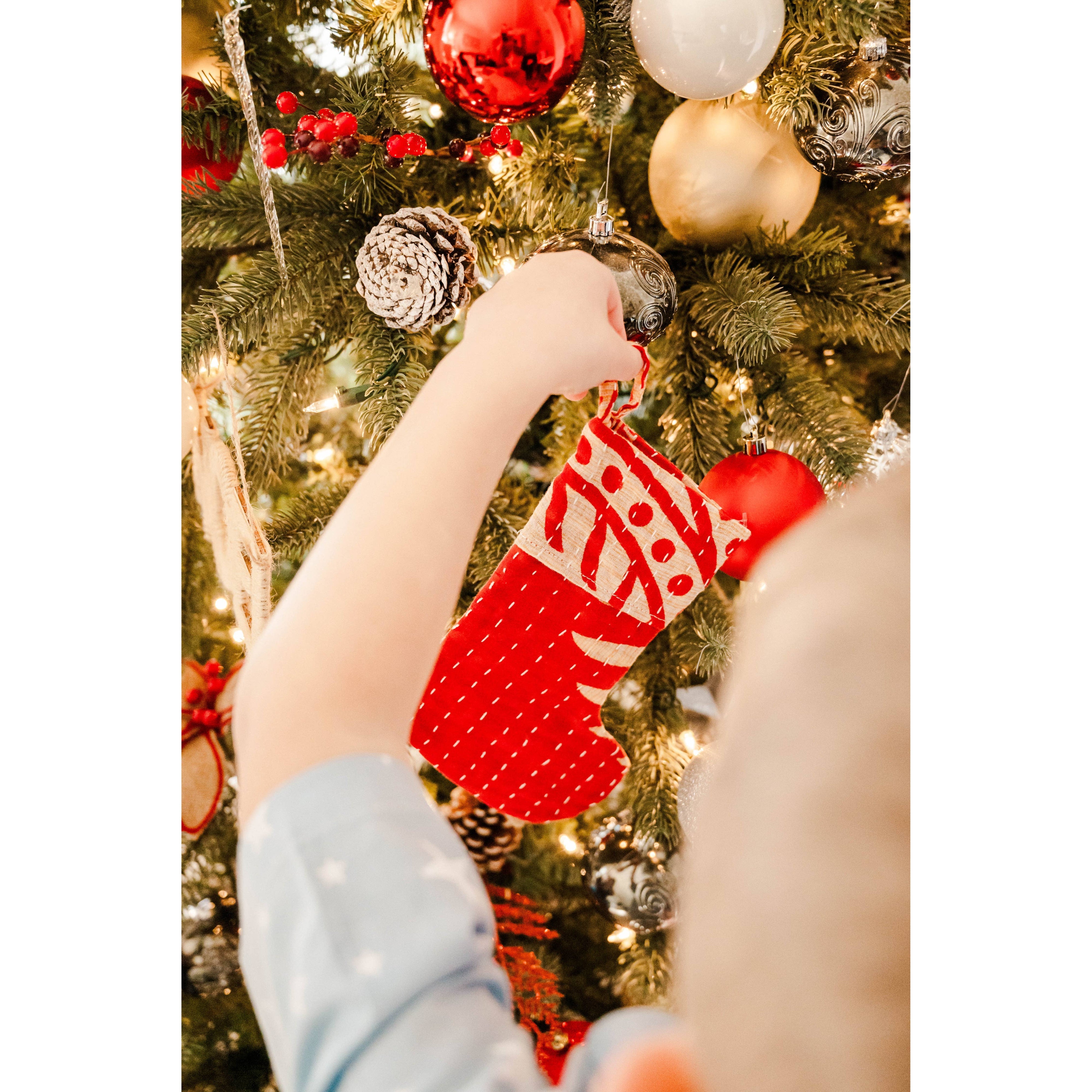 Mini Kantha Stocking- Assorted Patterns and Colors