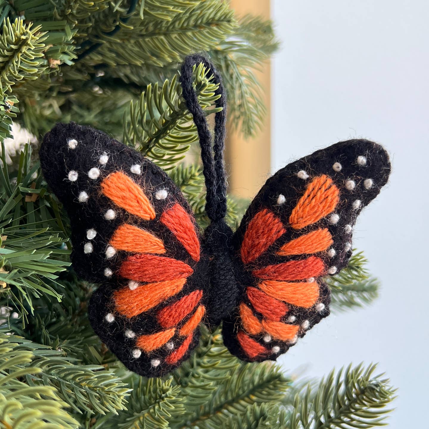 Monarch Butterfly Embroidered Wool Ornament