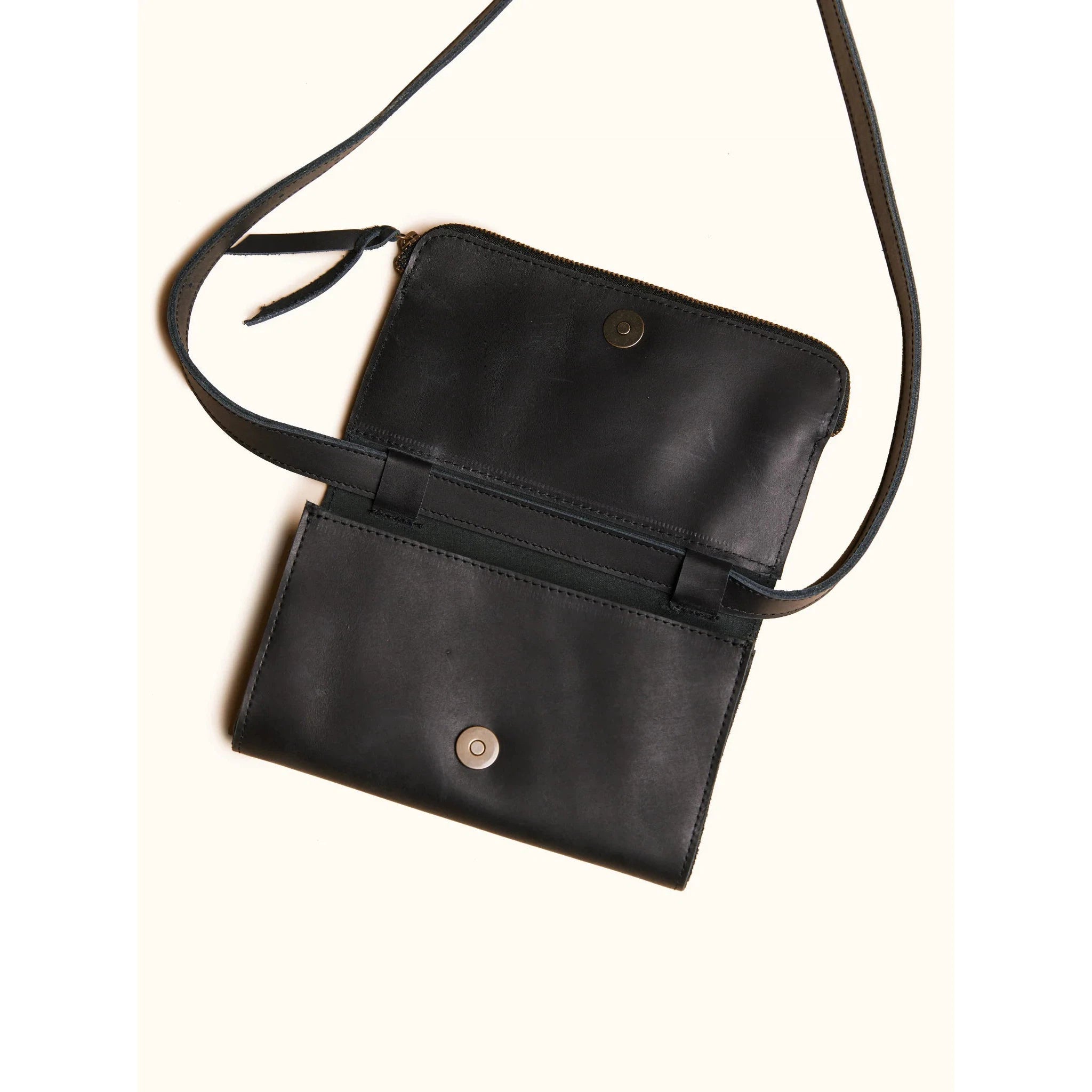 Monique Leather Wallet Bag Belt Slate Grey