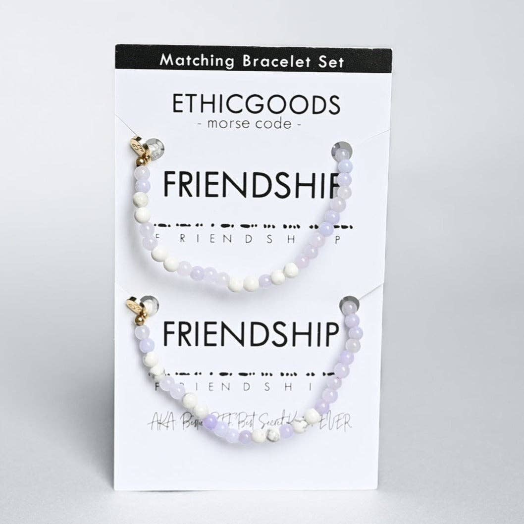 Morse Code Friendship Matching Set Beaded Bracelet