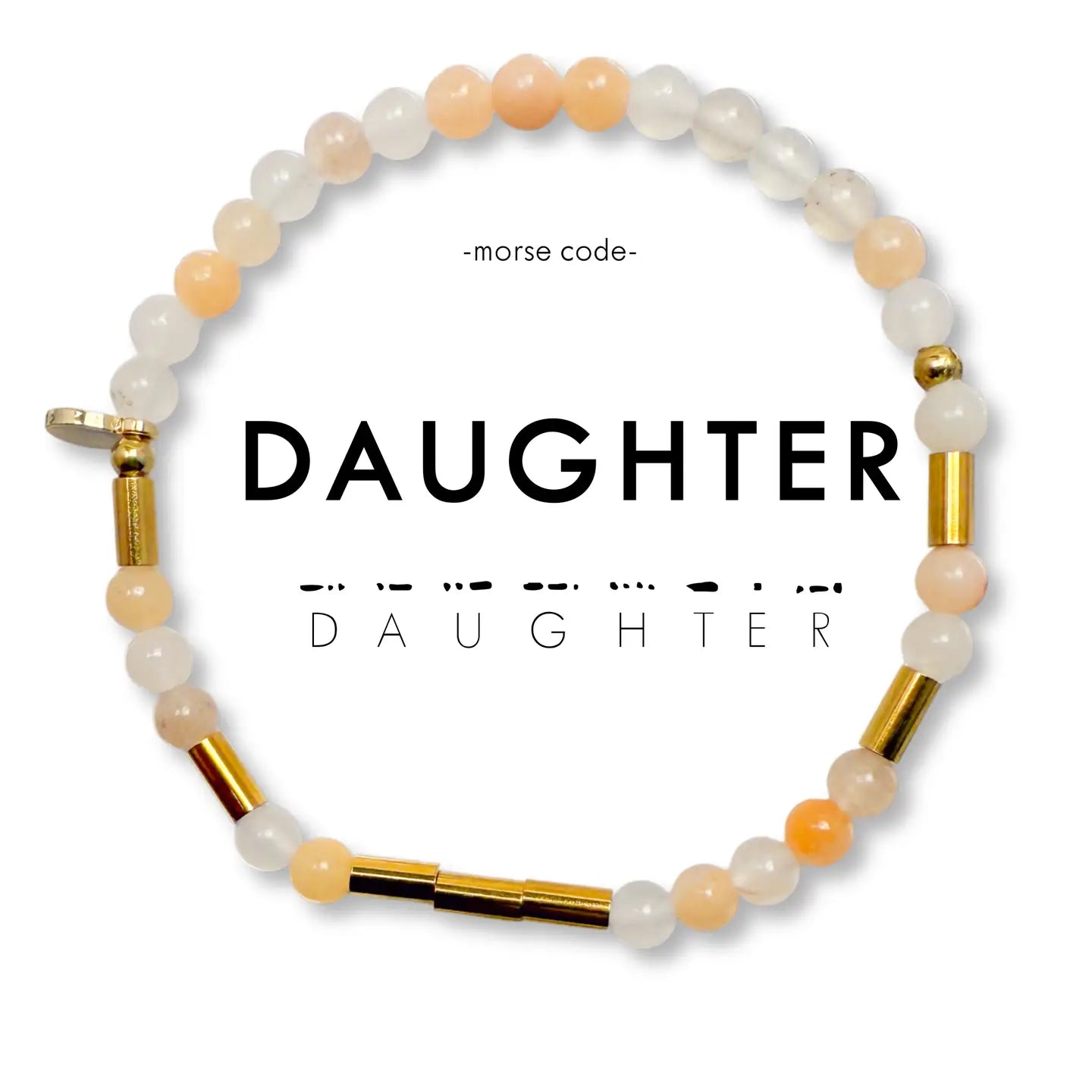 Morse Code Gold & Stone Bracelet- Assorted Words