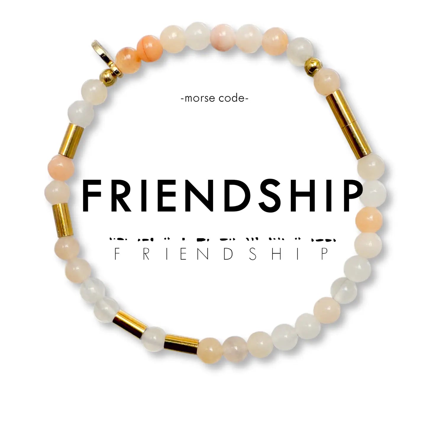 Morse Code Gold & Stone Bracelet- Assorted Words