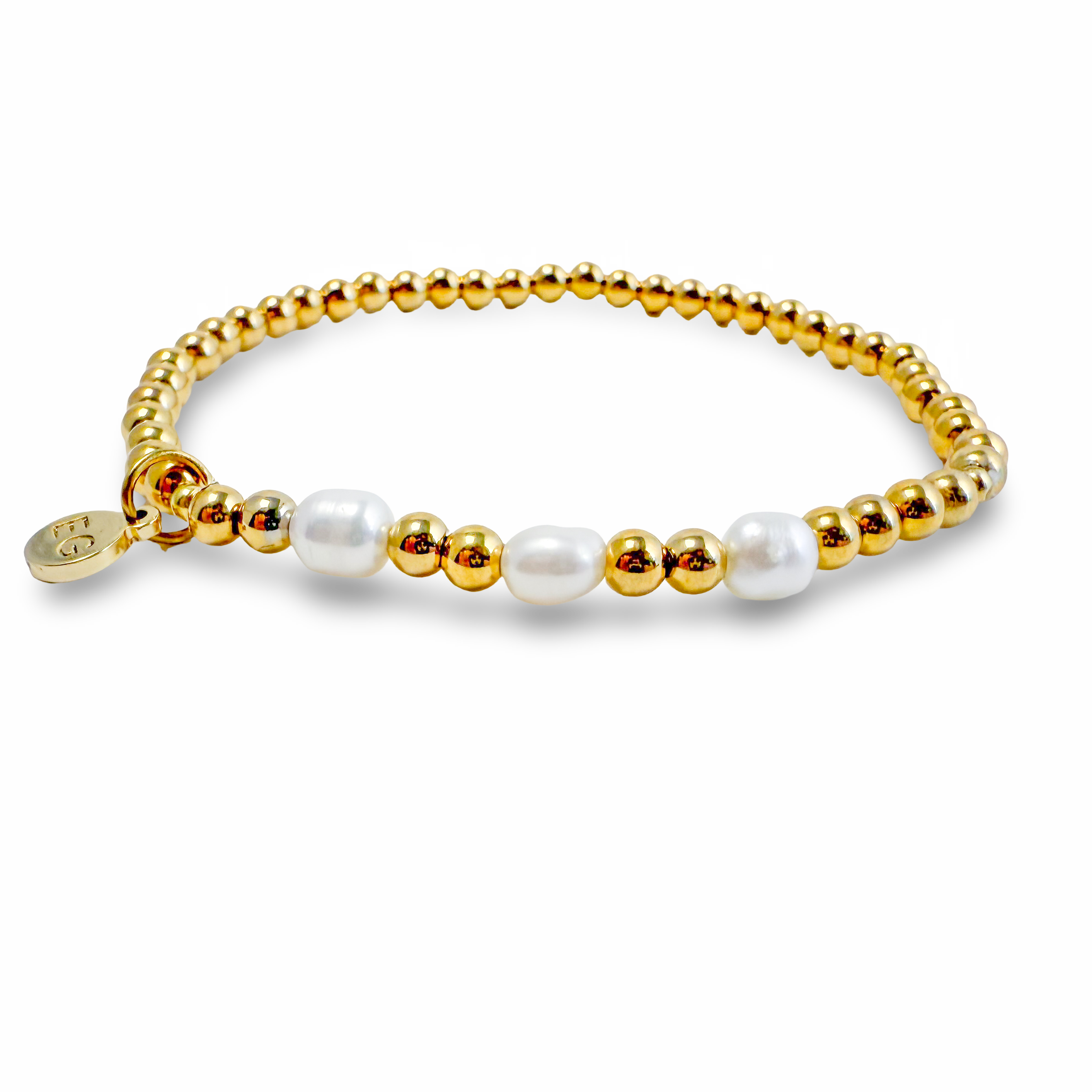 Morse Code Pearl & Gold Beaded Bracelet | FAITH