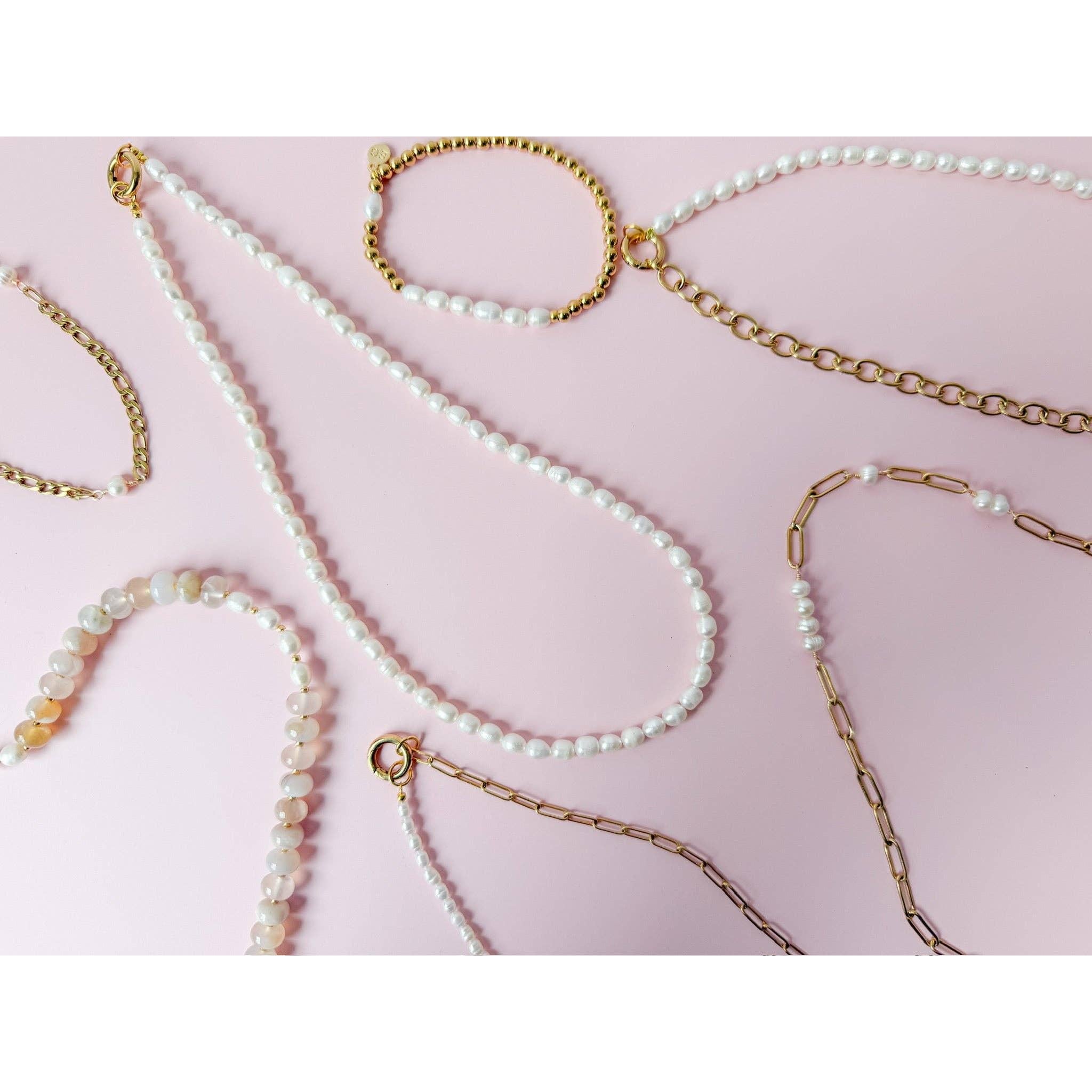 Morse Code Pearl & Gold Beaded Bracelet | MOTHER