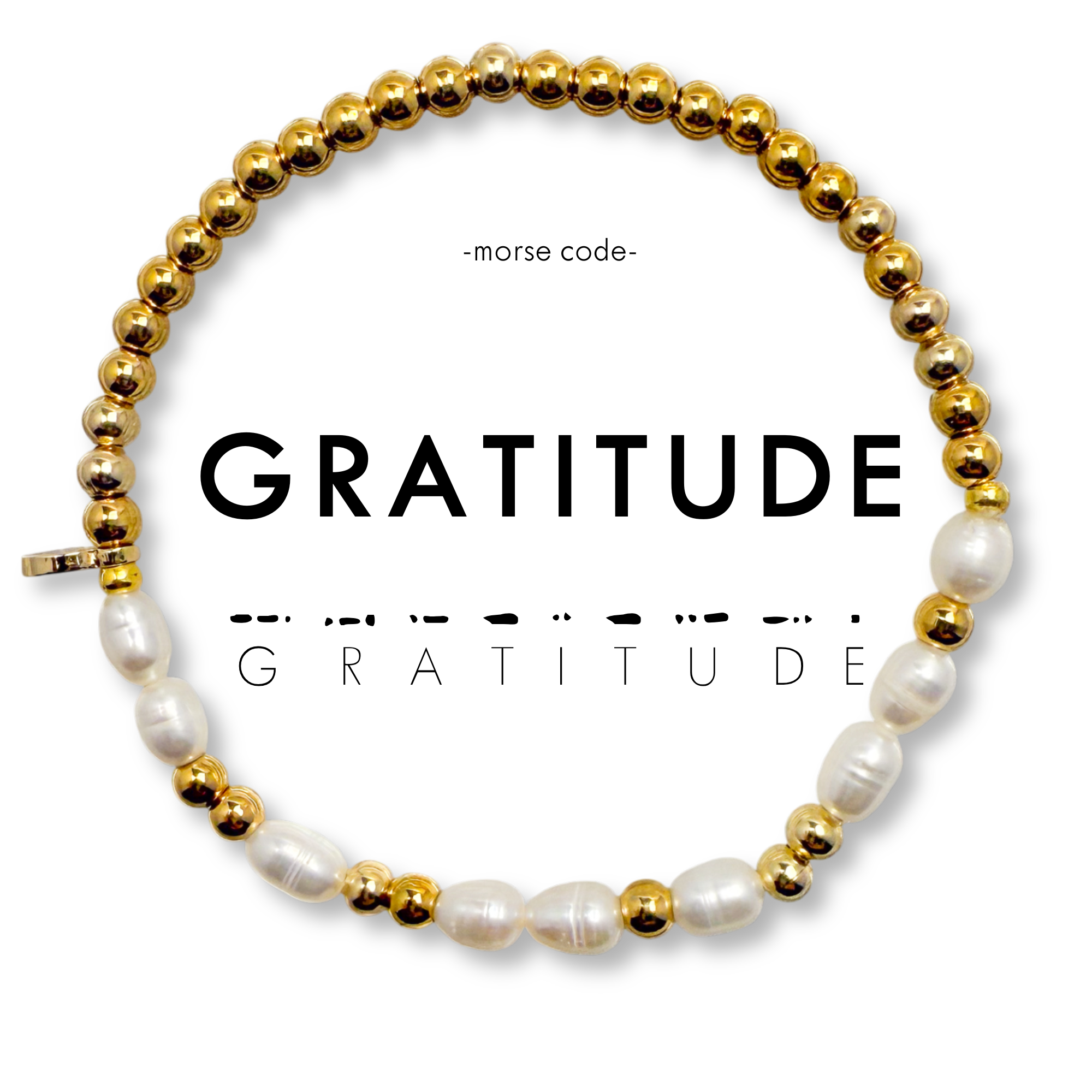 Morse Code Pearl & Gold Bracelet- Assorted Words