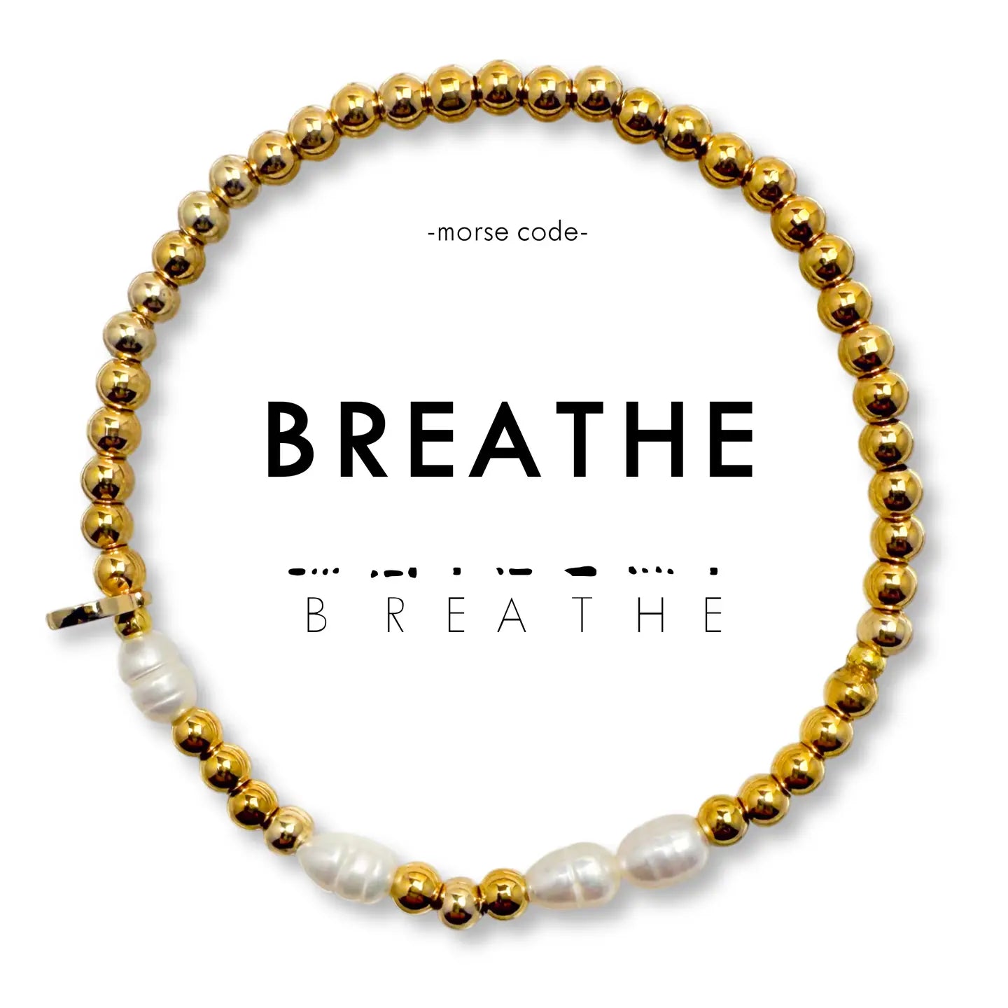 Morse Code Pearl & Gold Bracelet- Assorted Words