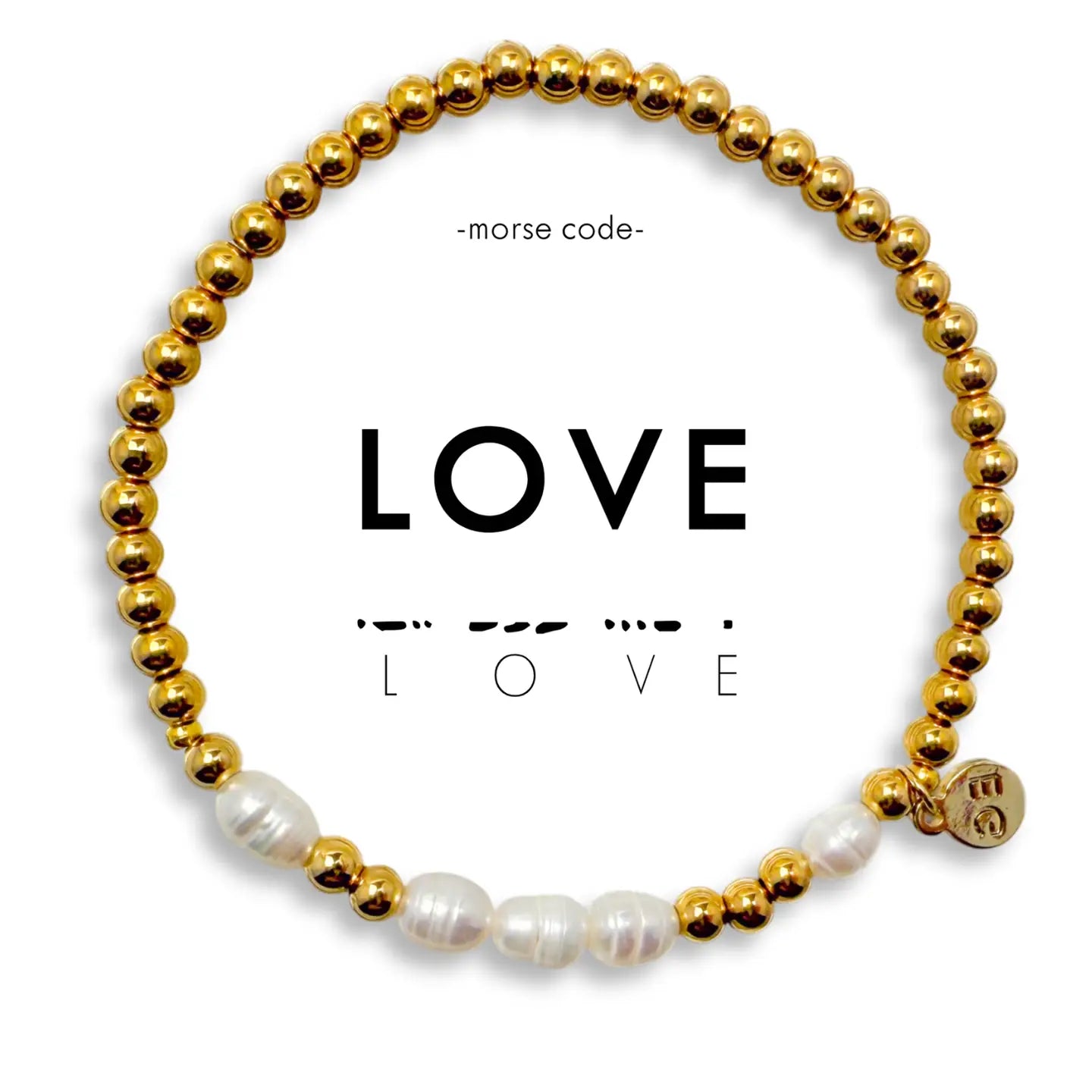 Morse Code Pearl & Gold Bracelet- Assorted Words