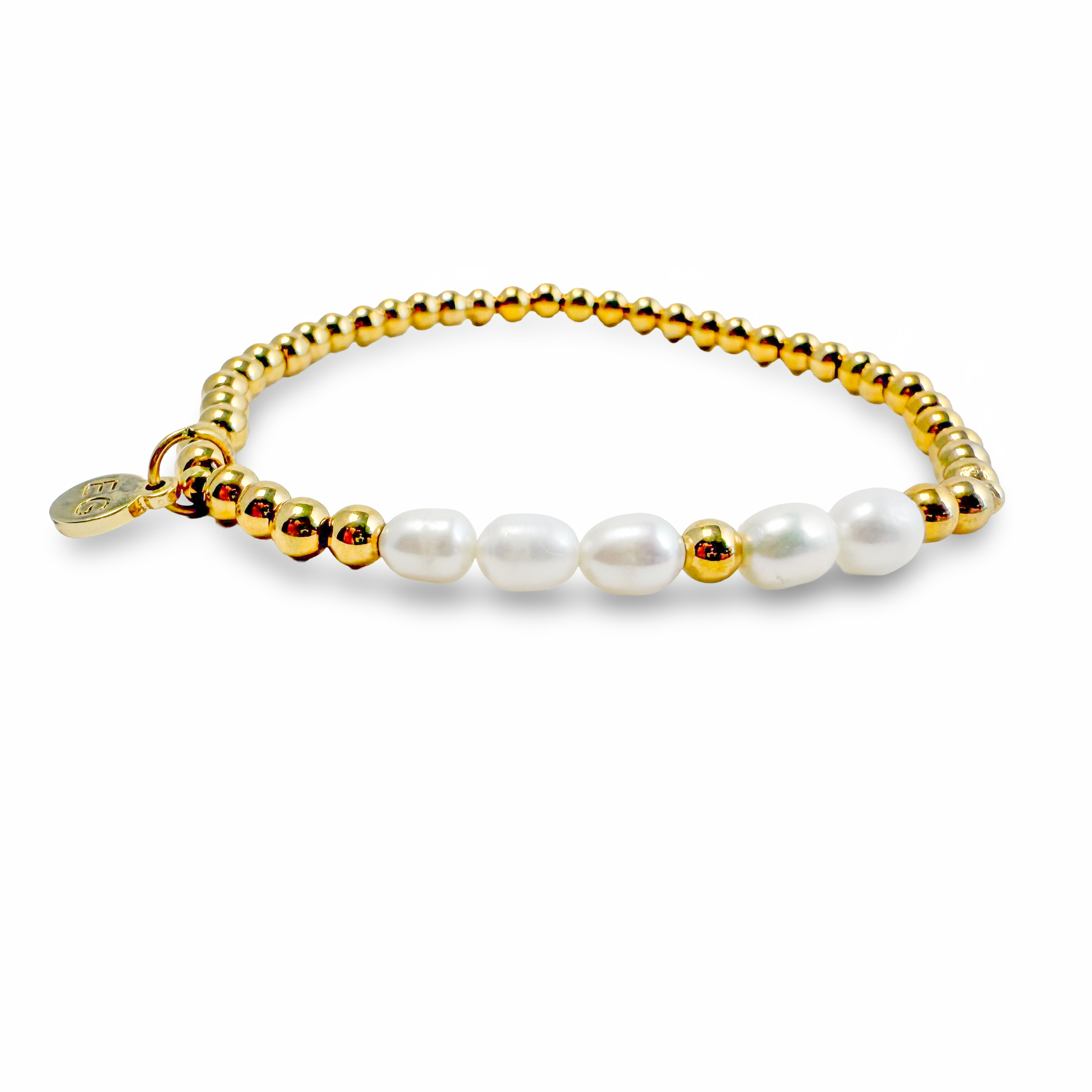 Morse Code Pearl & Gold Waterproof Beaded Bracelet | LOVE